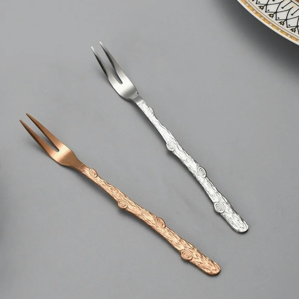 LYVQZPWLRcuchara de Acero Inoxidable, Tenedor de Fruta Tenedor de Fruta Tenedor de Postre Creativo Tenedor Occidental for Postre Pastel Fruta(Silver)