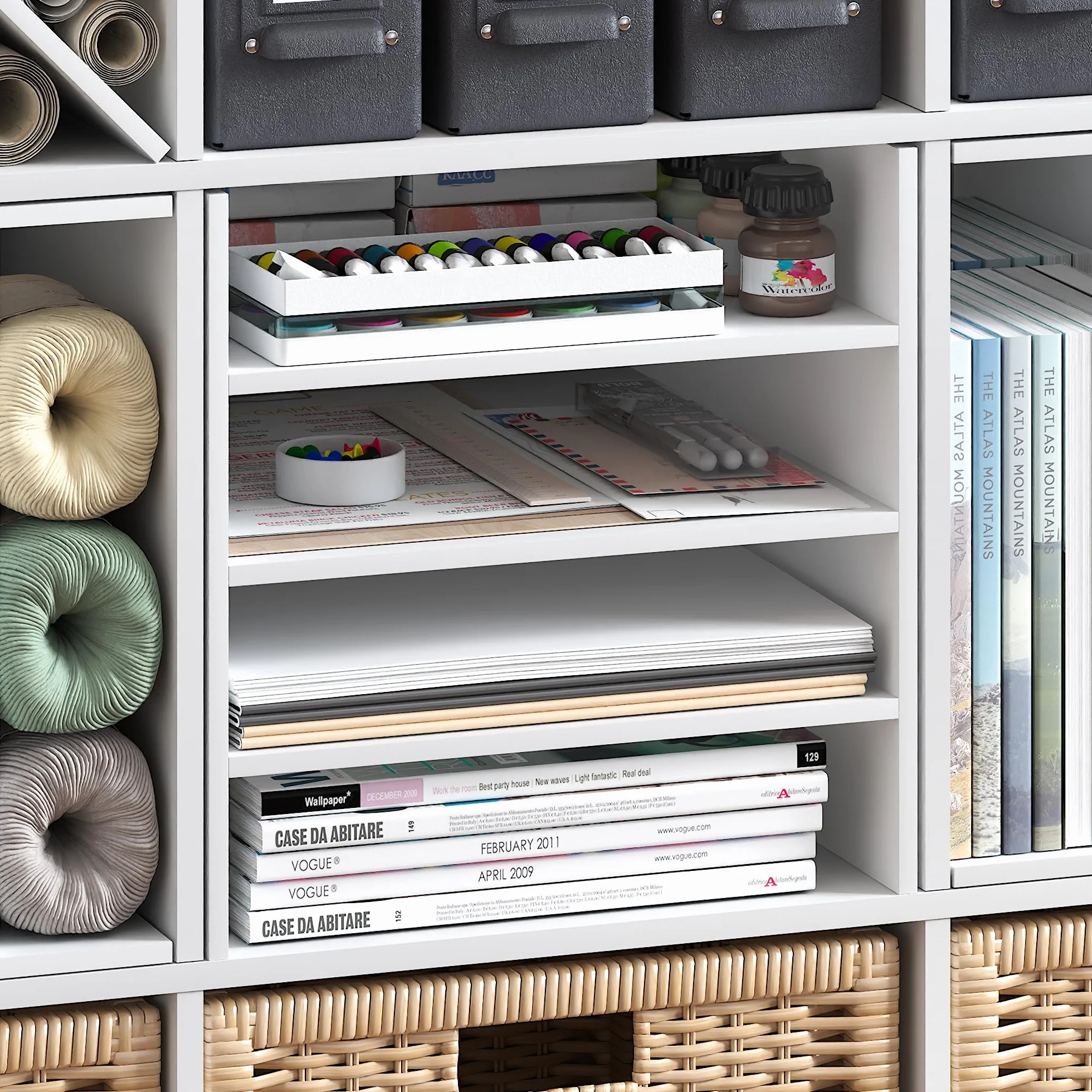 Furinno Cubicle Inserto para Cubo, Organizador de Cubos de 3 estantes, Accesorio de repisa de 3 Niveles, Compatible con Furinno Triple Thick Cubes y IKEA Kallax, Blanco