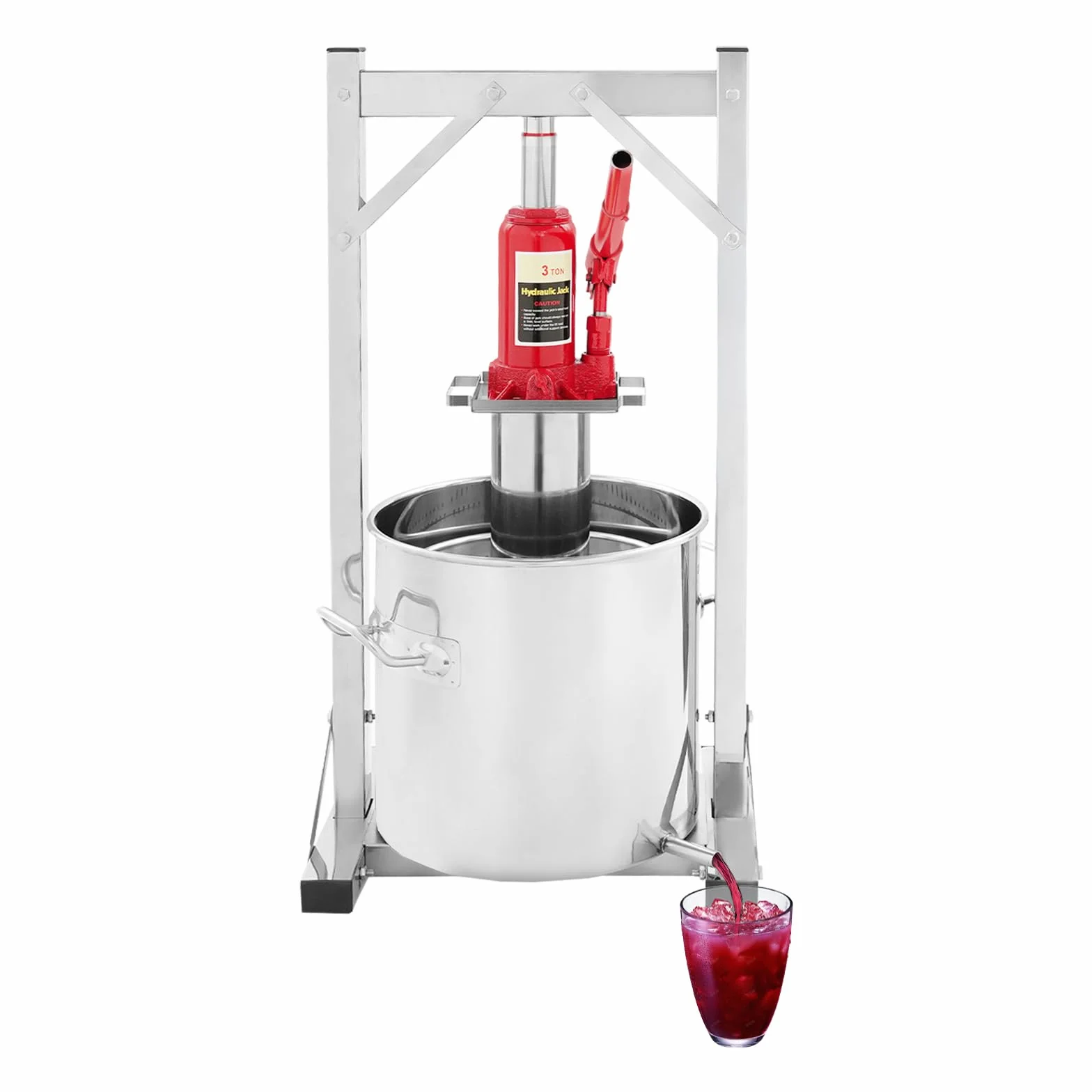 Prensa de frutas de 12 litros, hidráulica de acero inoxidable, exprimidor de vino, exprimidor manual, para zumo, sidra, vino, aceite de oliva, queso