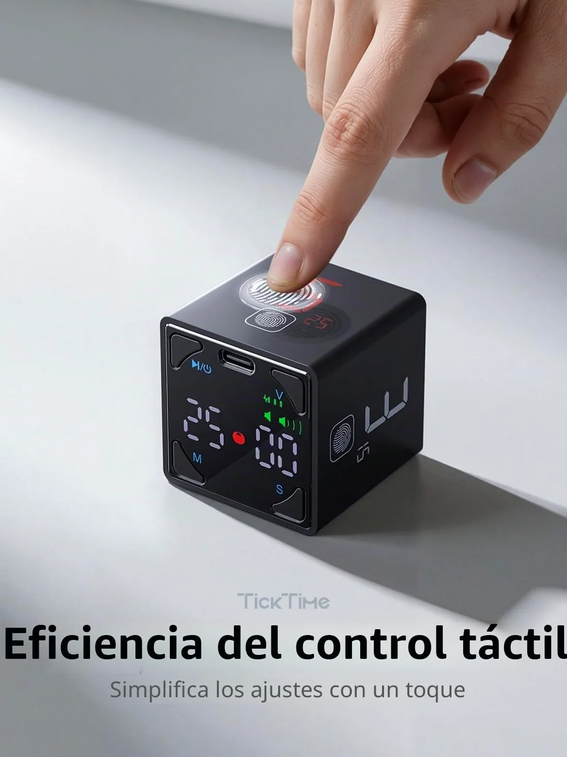 Ticktime Pomodoro Timer para Enfoque, Estudio, Trabajo, Tareas, TDAH,Cocina | Timer Pomodoro, Flip 1/3/5/10/15/25/45/60 min Countdown, Timer y Cronómetro, Pantalla Clara, 3 Avisos, Flip Pausa y Reanuda
