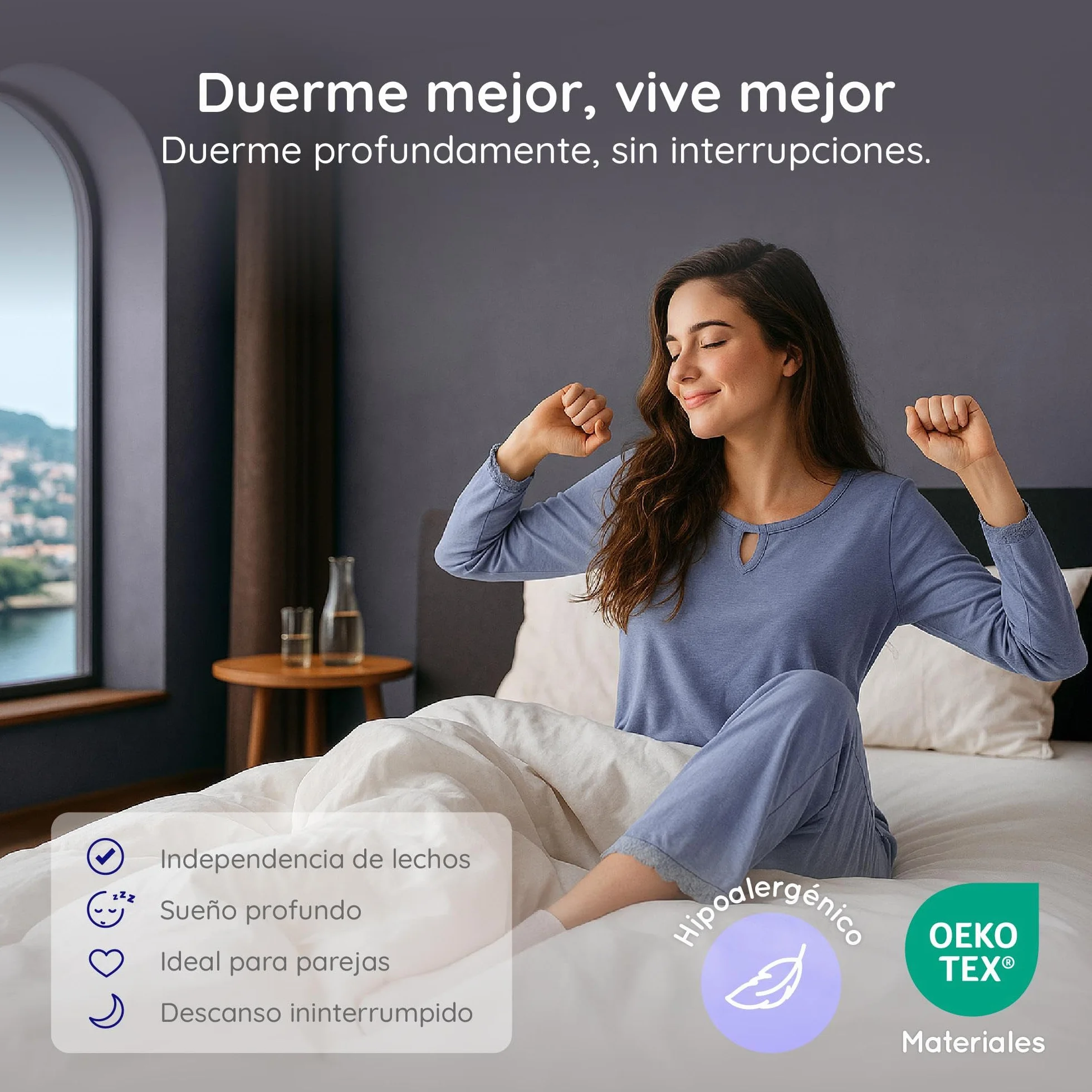 COSMOS - Gamma - Colchón 135x190 cm Núcleo Híbrido - 30 cm | Espuma HR y Blue Latex - Semifirme, Transpirable, Hipoalergénico, Ergonómico - Muelles Ensacados, Reversible