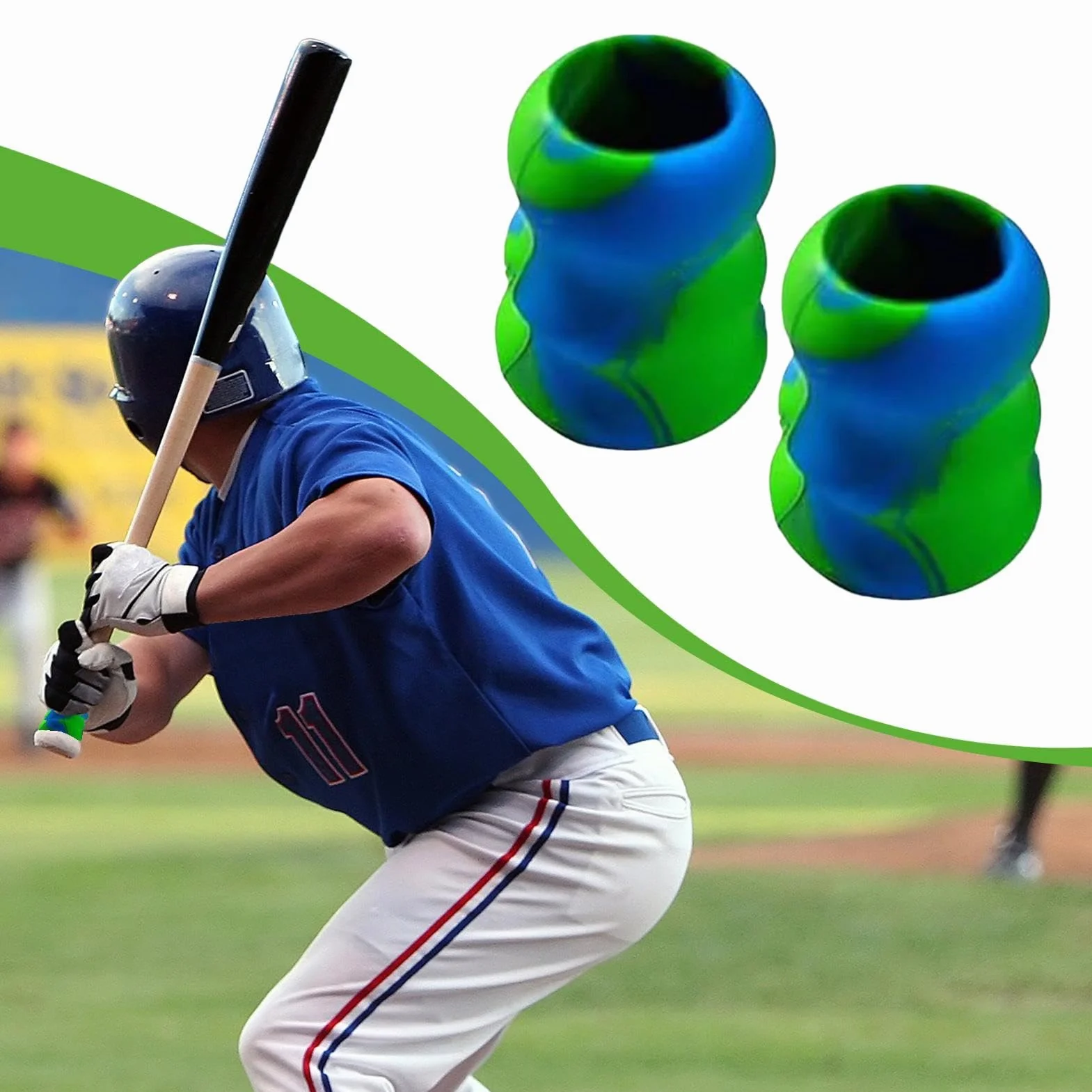 Béisbol Grip Wrap 2PC Bat Grips Bat Wrap Batting Grip Reemplazo Mango Protectora Silicona