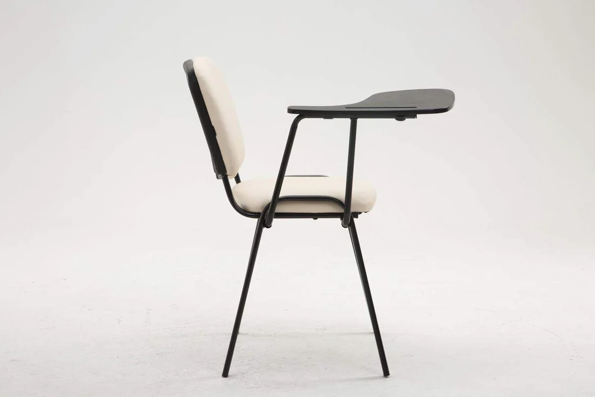 CLP Silla Confidente Ken con Brazo Extensible para Escritura I Silla para Academias con Pala Flexible para Apuntes I Silla de Conferencia Tapiza, Color:Crema