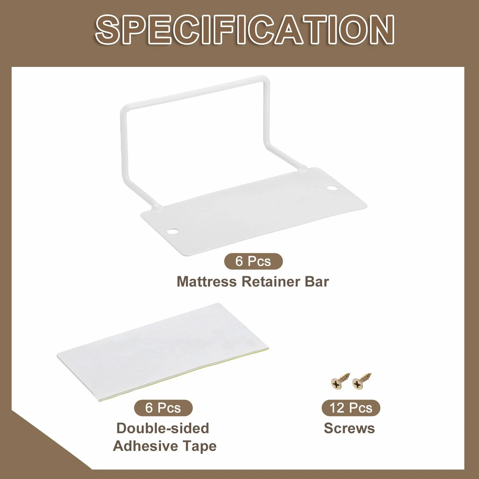 QUARKZMAN 6Pcs Topes Para Colchón, Barra Retenedora De Colchón Soporte Para Colchón Antideslizante Para Evitar Deslizamientos 4.7"L x 3.7"W x 2", Blanco