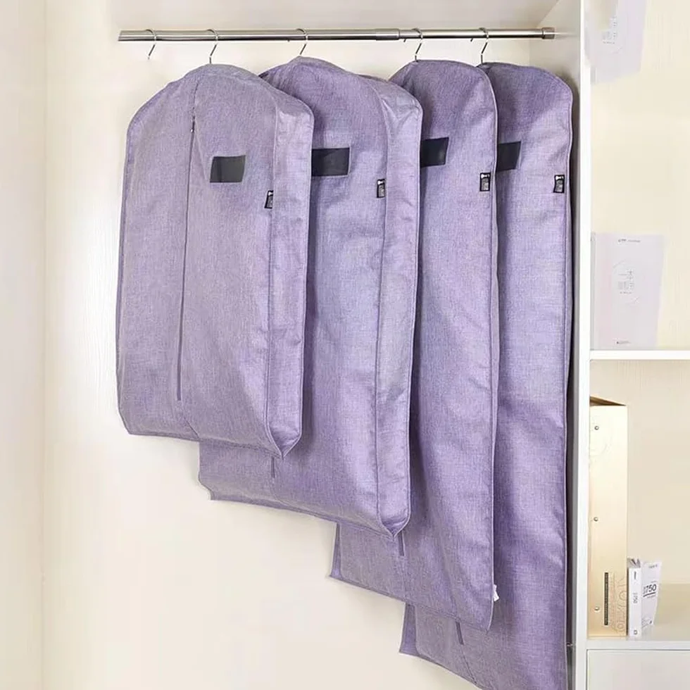 Funda antipolvo gruesa para ropa, bolsa de almacenamiento multifuncional para abrigo y traje, diseño de cremallera semitransparente para protección de bodas