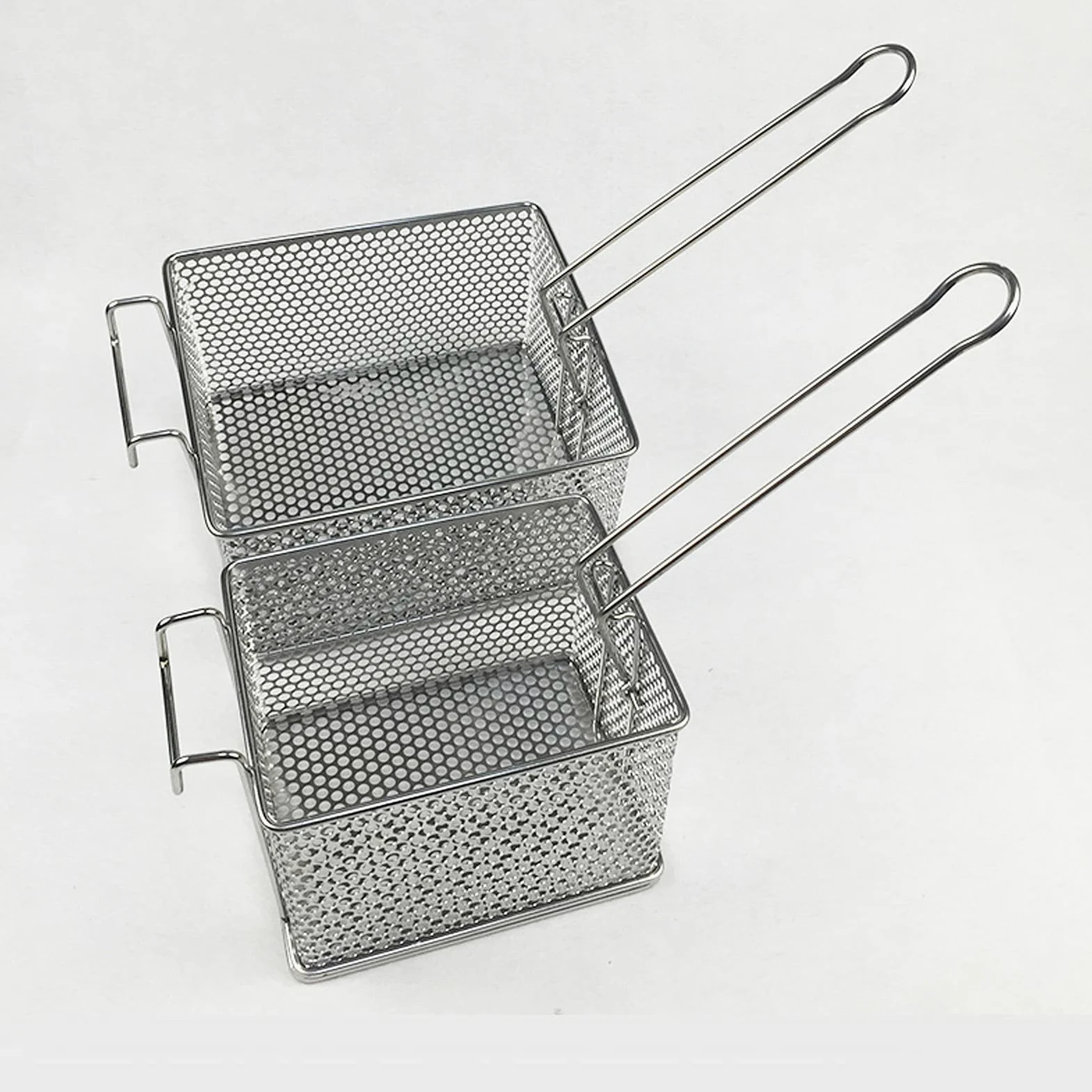 Colador Tamillo de freír de Mango Largo Acero Inoxidable Malla de Malla Fino colador de Alimentos colador for Pasta Vegetal Drenaje freír Cesta De Malla(L)