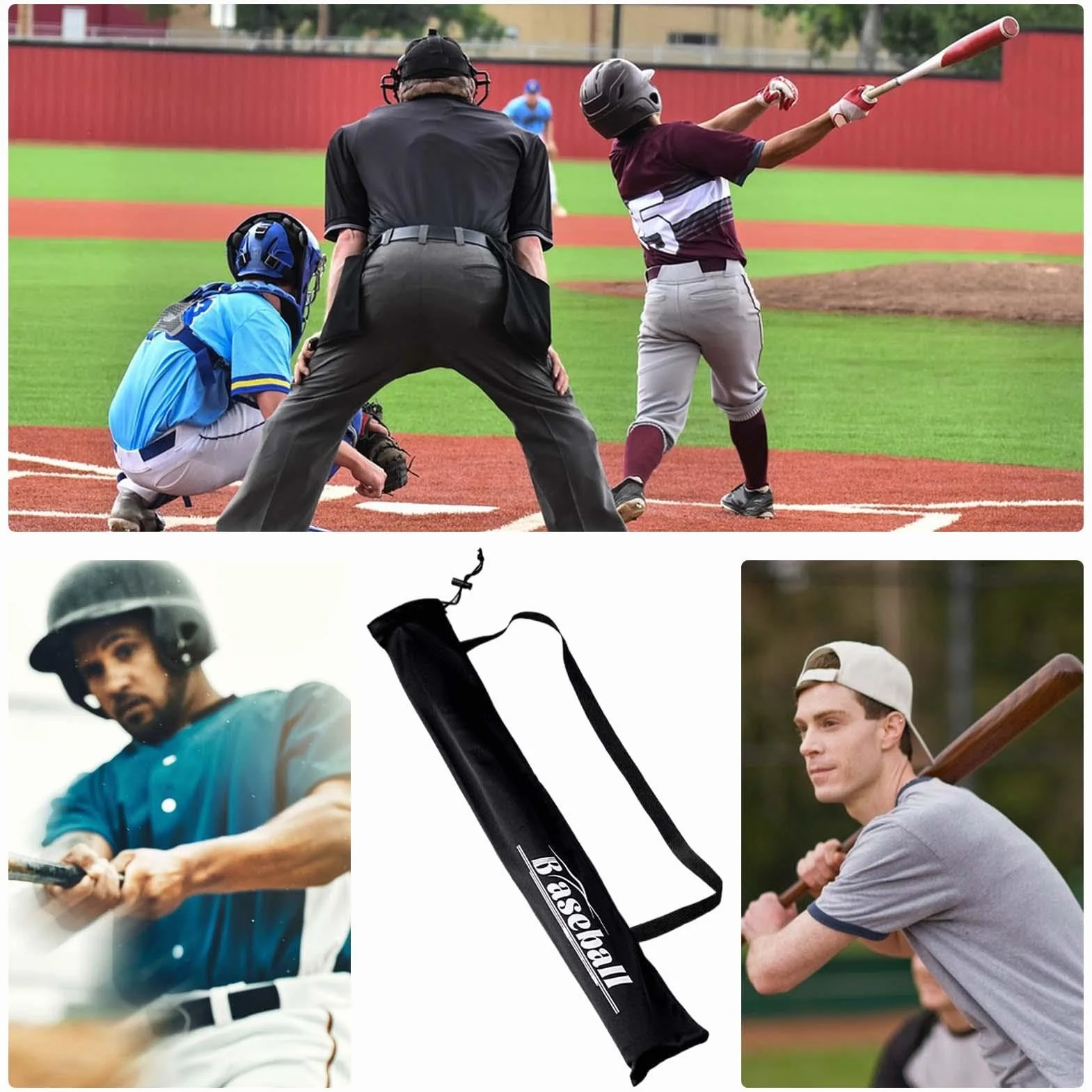 Bolsas de murciélago para béisbol portátil plegable negra de hombro gruesa