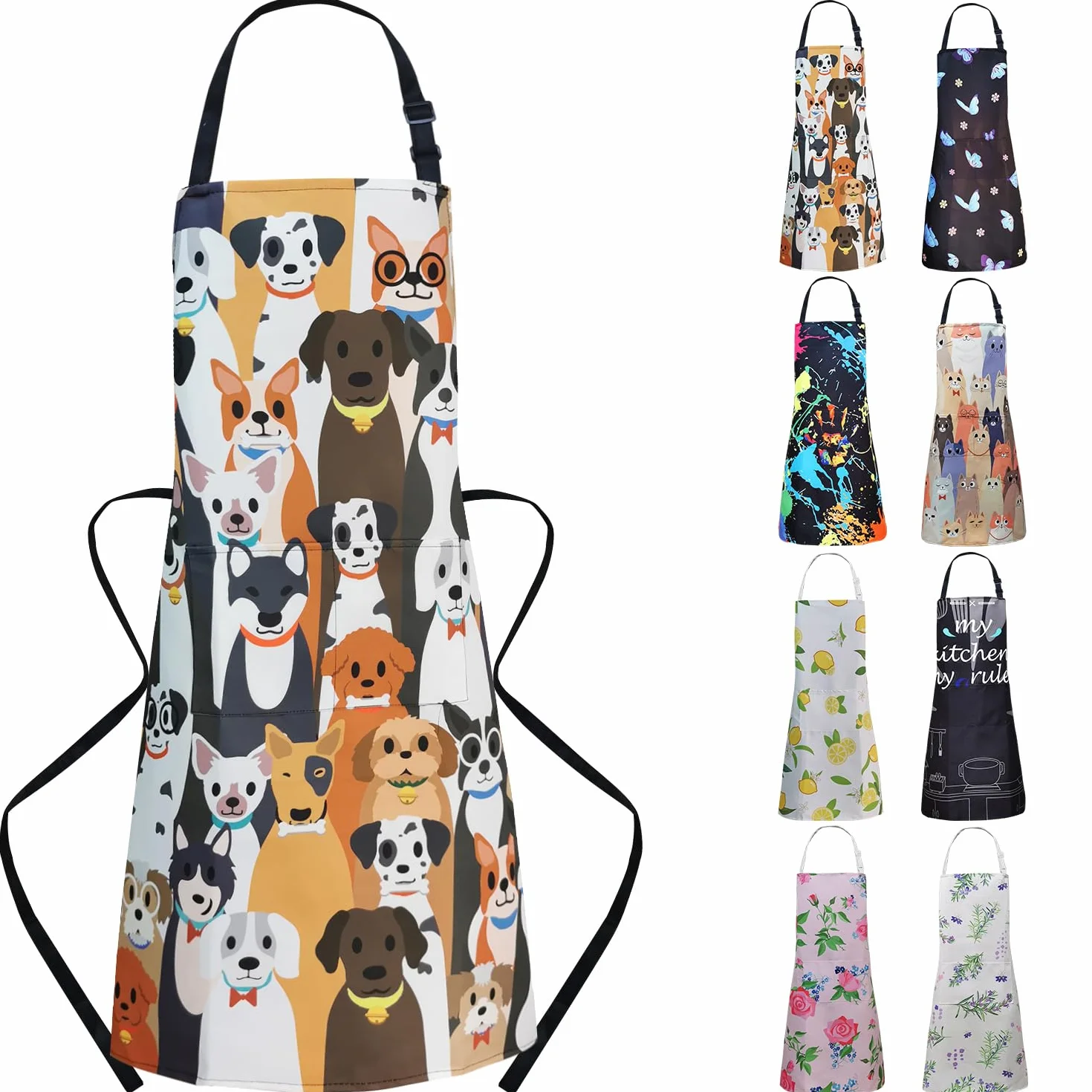 Delantal de cocina ajustable impermeable para mujer con 2 bolsillos, delantal de cocinero, jardinería, divertido delantal de barbacoa para hombre
