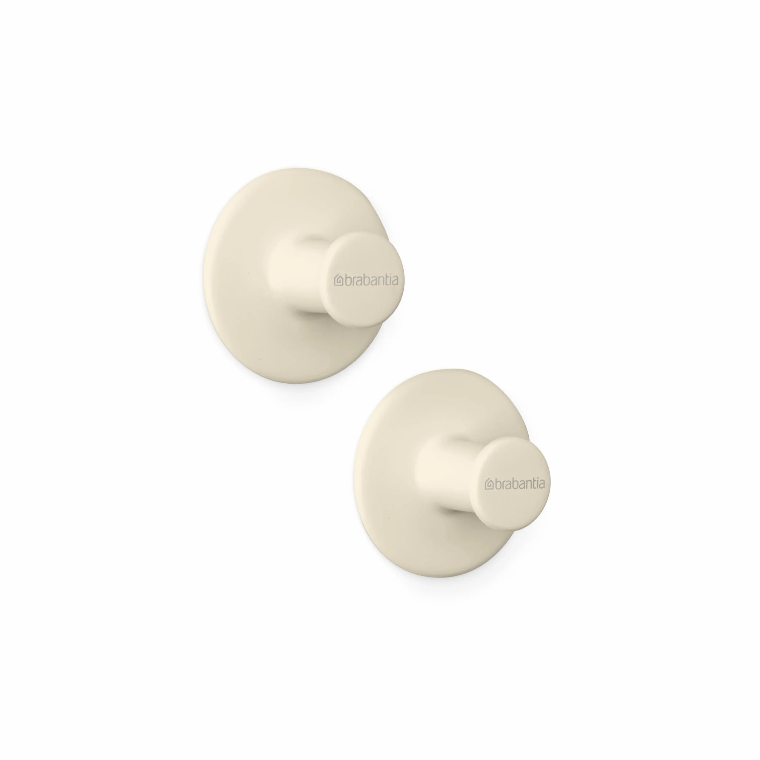 Brabantia - Renew Juego de 2 Colgadores de Toalla - Ideales para Baño, Aseo o Cocina - Soportan hasta 2 kg - con o sin Taladro - Materiales de Fijación Incluidos - Soft Beige
