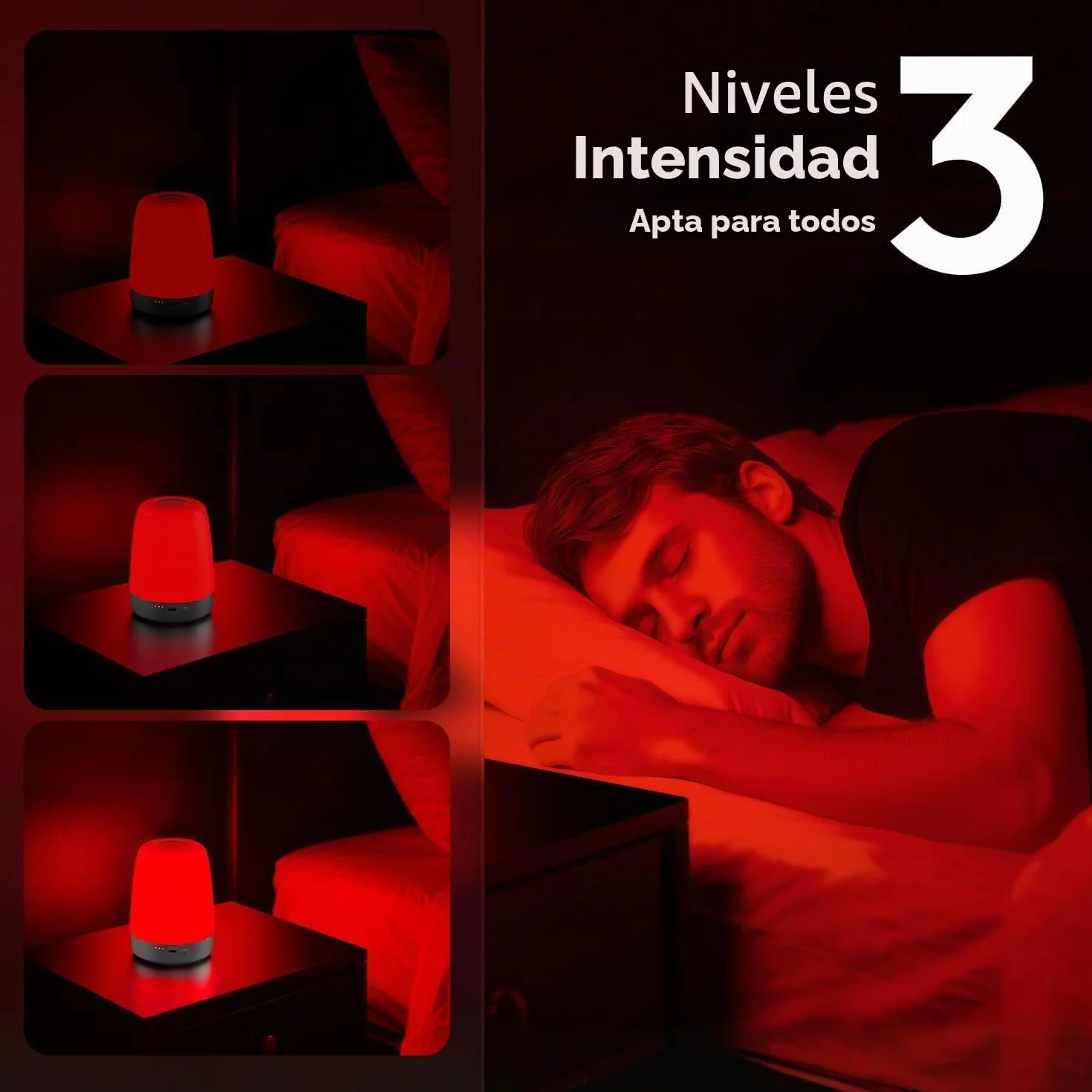 Lámpara de terapia de luz roja 670 nm banda estrecha para dormir mejor adultos tamaño compacto