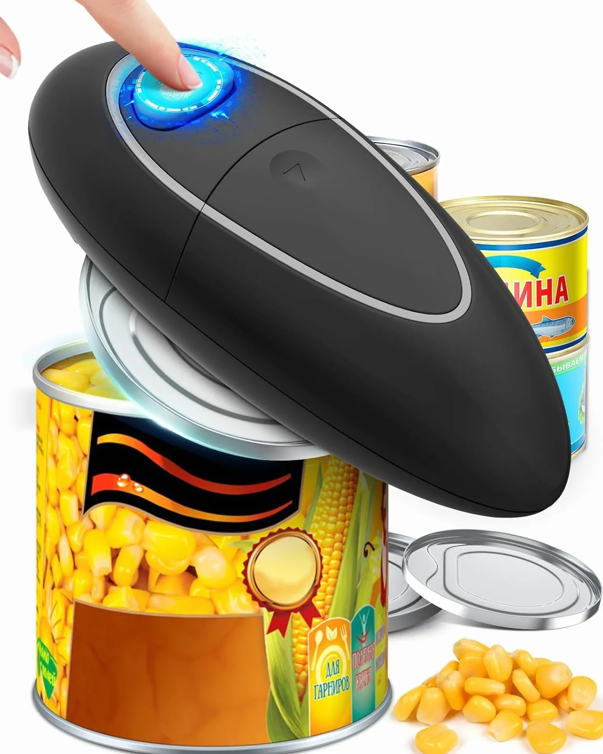 Abrelatas Profesional, Abre Latas Redondas y Cuadradas de Todos los Tamaños, Abrelatas Eléctrico sin Bordes Afilados, Abrelatas Profesional Apto para Personas Mayores, Artríticos y Cocineros