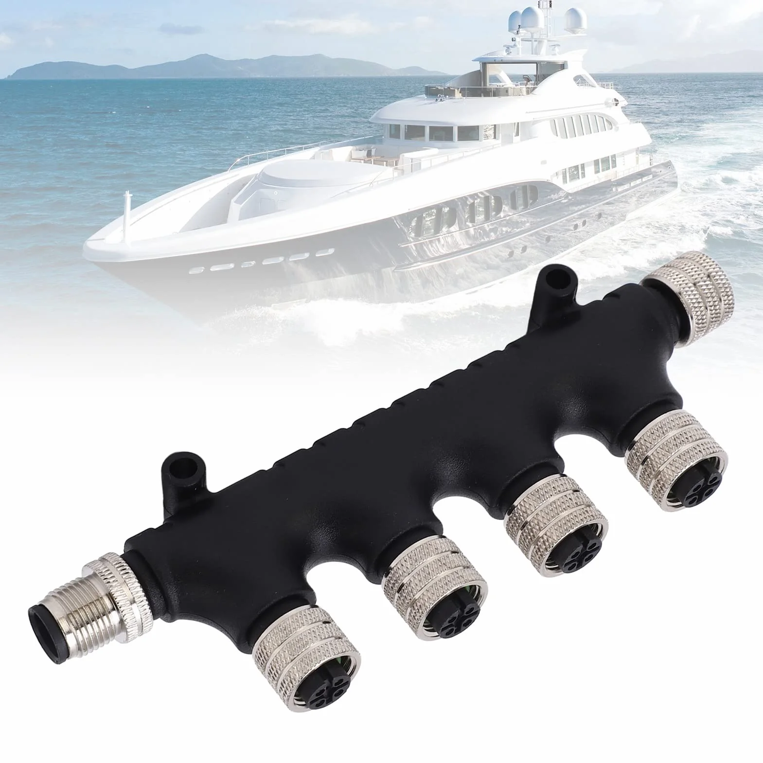 Conector en T Multipuerto NMEA 2000 de 4 Puertos Cables de Acometida Troncales de 5 Pines