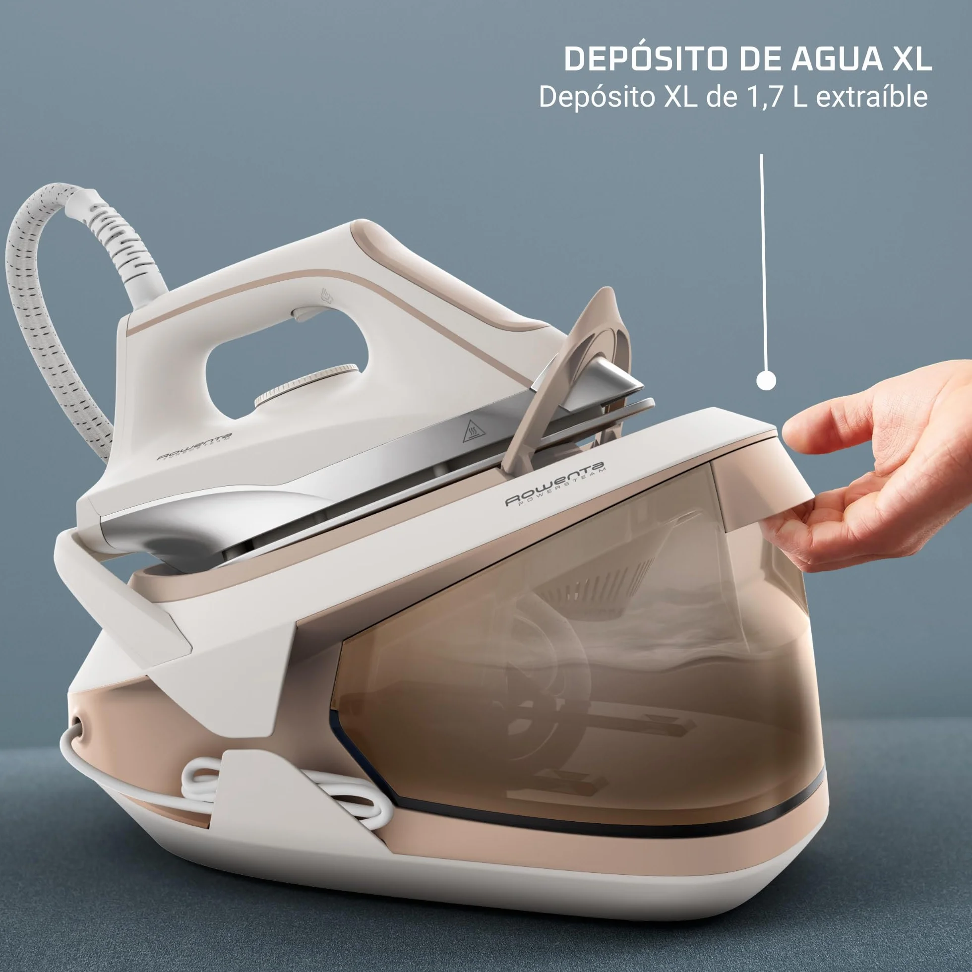 Rowenta Turbosteam Centro de Planchado Compacto, 6,5 Bar, Golpe de Vapor 350 g/min, Vapor Continuo 120 g/min, Depósito 1,7 L, Elimina Arrugas Difíciles, Fácil de Usar (Reacondicionado)