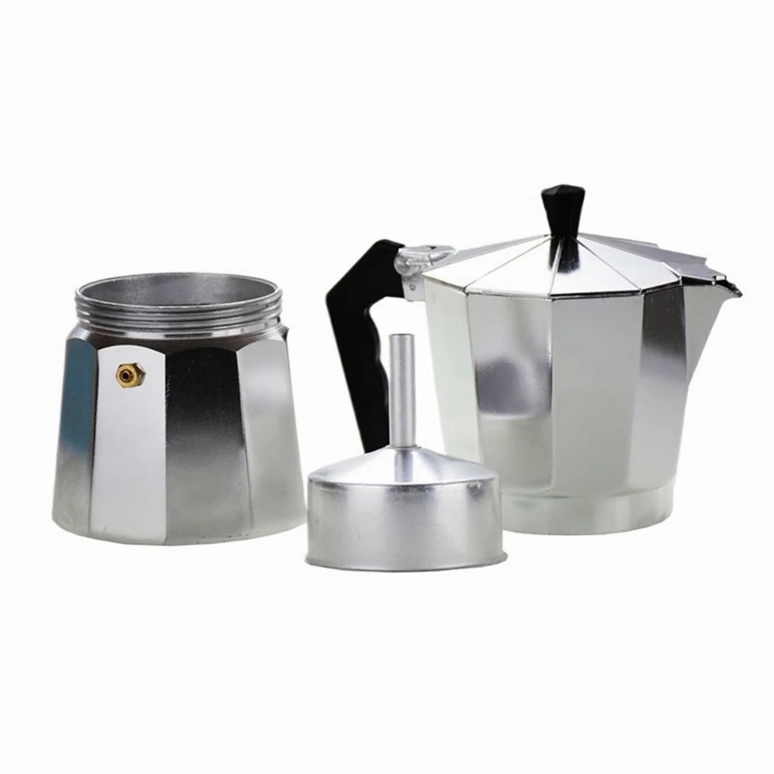 Cafetera Moka de aluminio auténtica para el hogar al aire libre, cafetera de aluminio Moka
