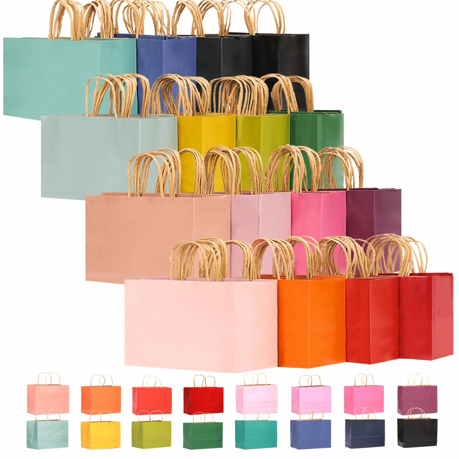 Gcardist 16 bolsas de papel de regalo, 32 x 25 x 11 cm, grandes bolsas de regalo con asas, 16 bolsas de colores diferentes para personas mayores, uso múltiple (12,6 x 10 x 4,3 pulgadas, ancho grande)