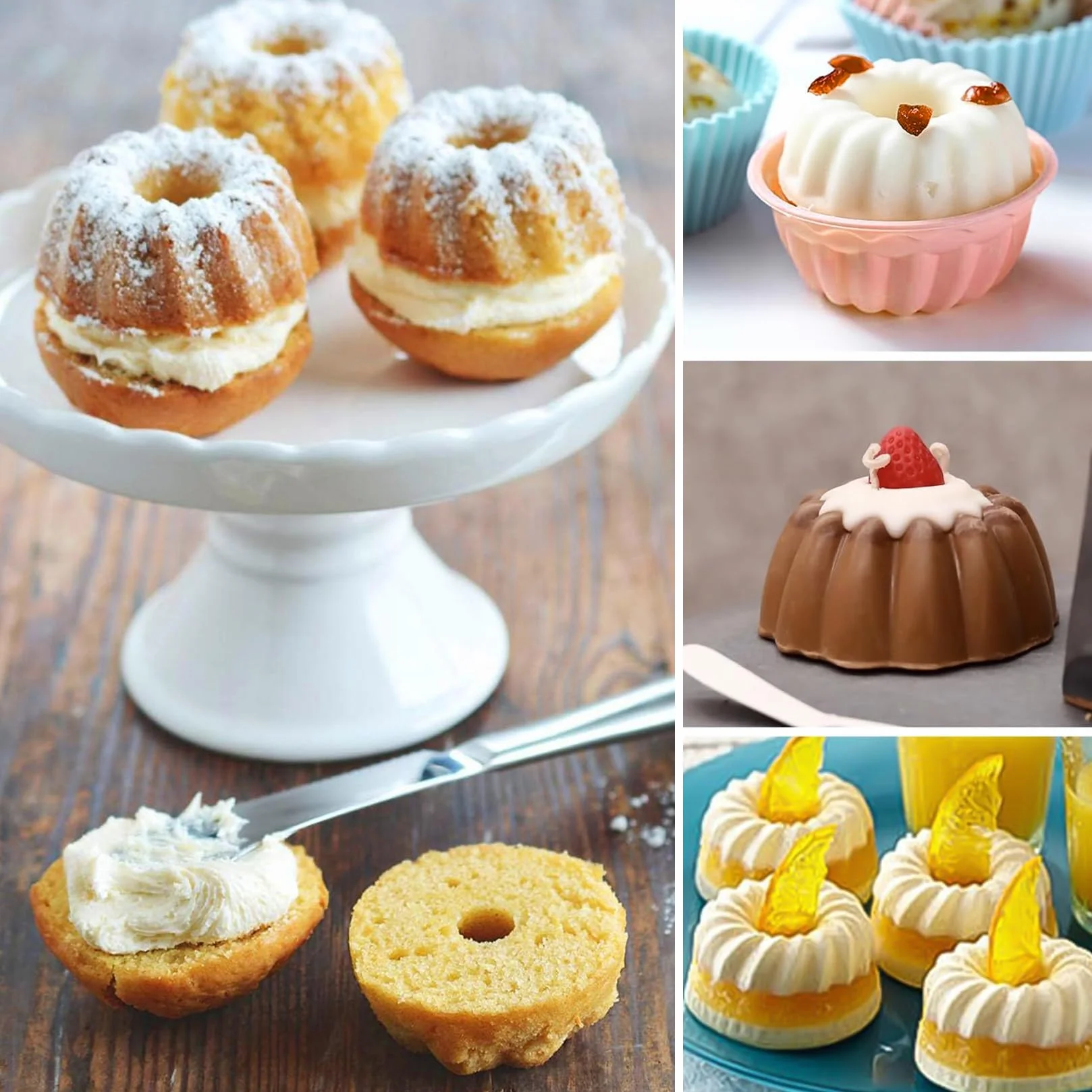 20 Pcs Moldes de Silicone, Molde Bizcocho, Molde Savarin Silicona, de Silicona Reposteria Espiral Antiadherentes para Tartas, Diámetro 6,5 cm, Altura 2,8 cm