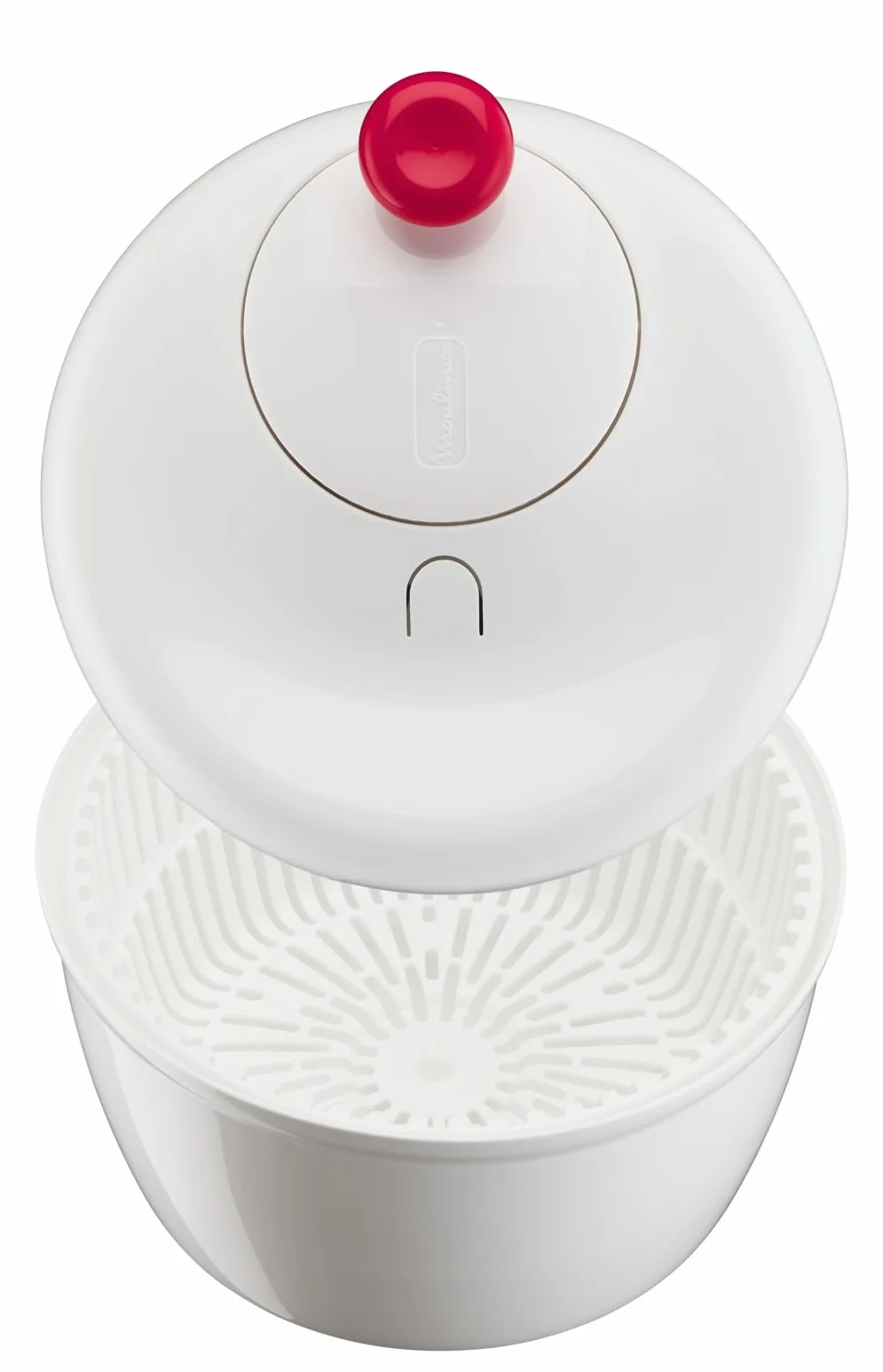 Moulinex Escurridor K10101 Escurridor para ensaladas y verduras con manivela, diseño Innovador con rejilla de evacuación de agua y bol-ensaladera, eficaz y fácil de usar con el asa de tirar