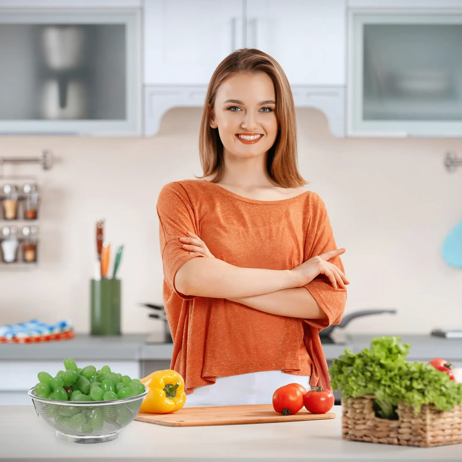 Colador de Malla Fina de Acero Inoxidable: colador de Cocina de 20 cm para arroz, Pasta, Frutas y Verduras