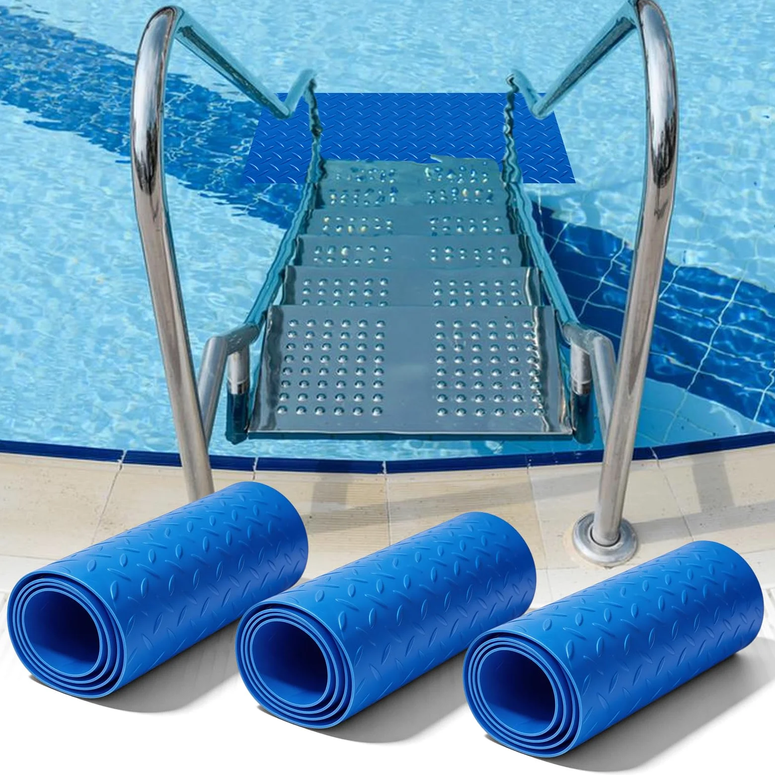 3 unidades de alfombrilla para escalera de piscina: 90 x 23 cm, alfombrilla protectora para piscina, alfombrilla antideslizante con textura antideslizante para pasos, escaleras, escaleras