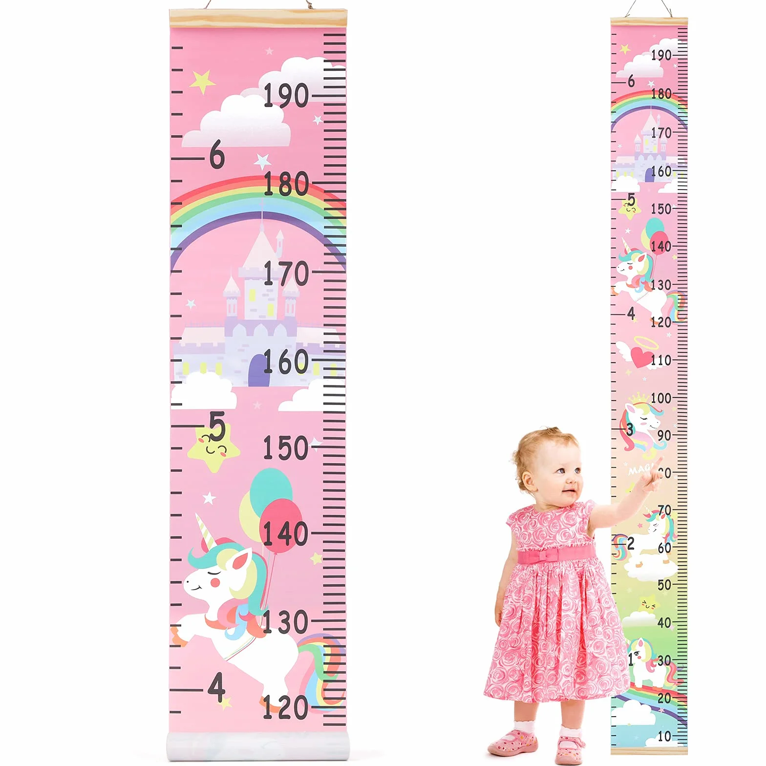 Hifot Niños Unicornio Gráfico de Crecimiento de Altura Medición Pared Colgante 74.8 x 7.87 Pulgadas Decoración Habitación