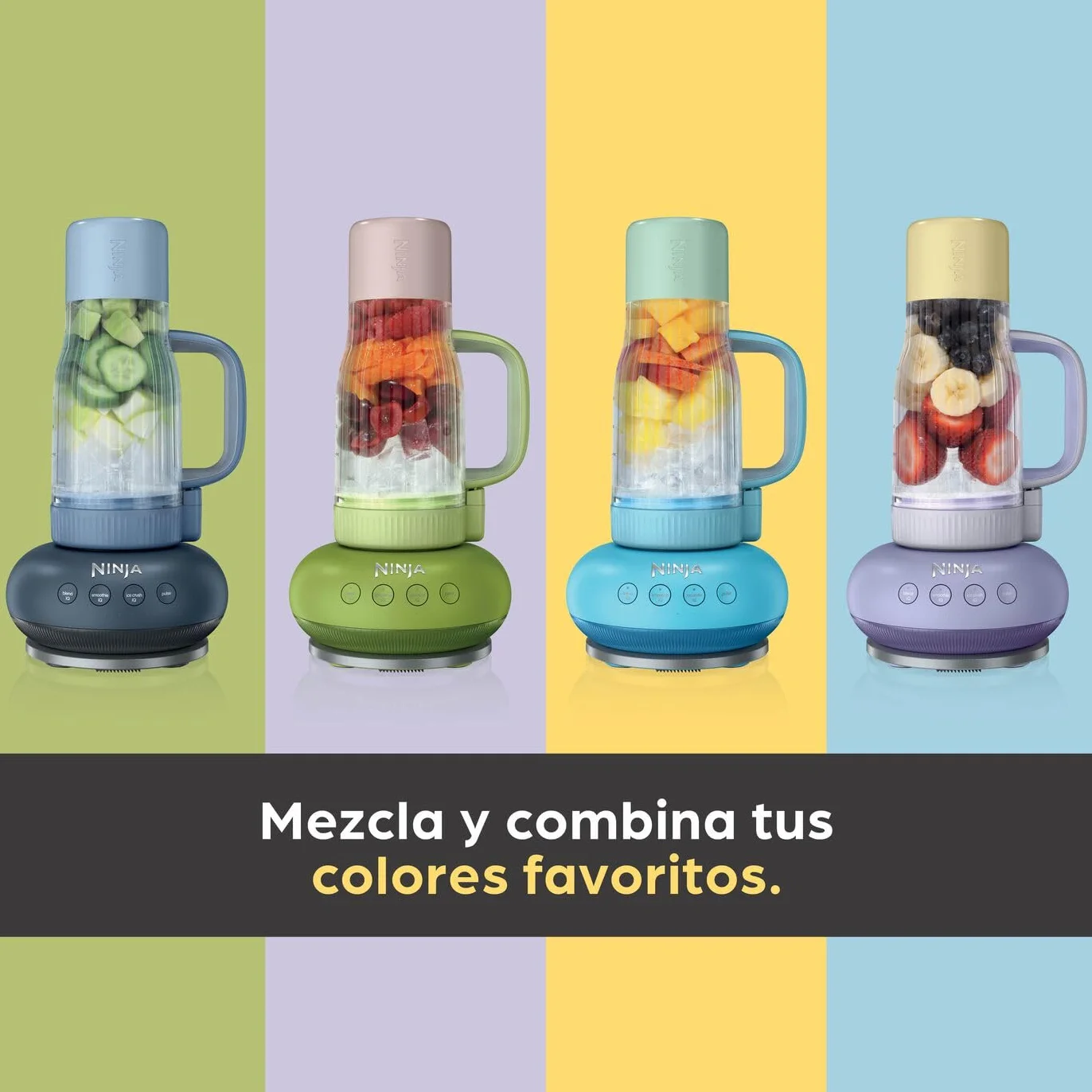 Ninja BlendBoss Batidora con vaso portátil, batidora individual con vaso extraíble, 3 preajustes automáticos, color ciberespacio DB351EUCY