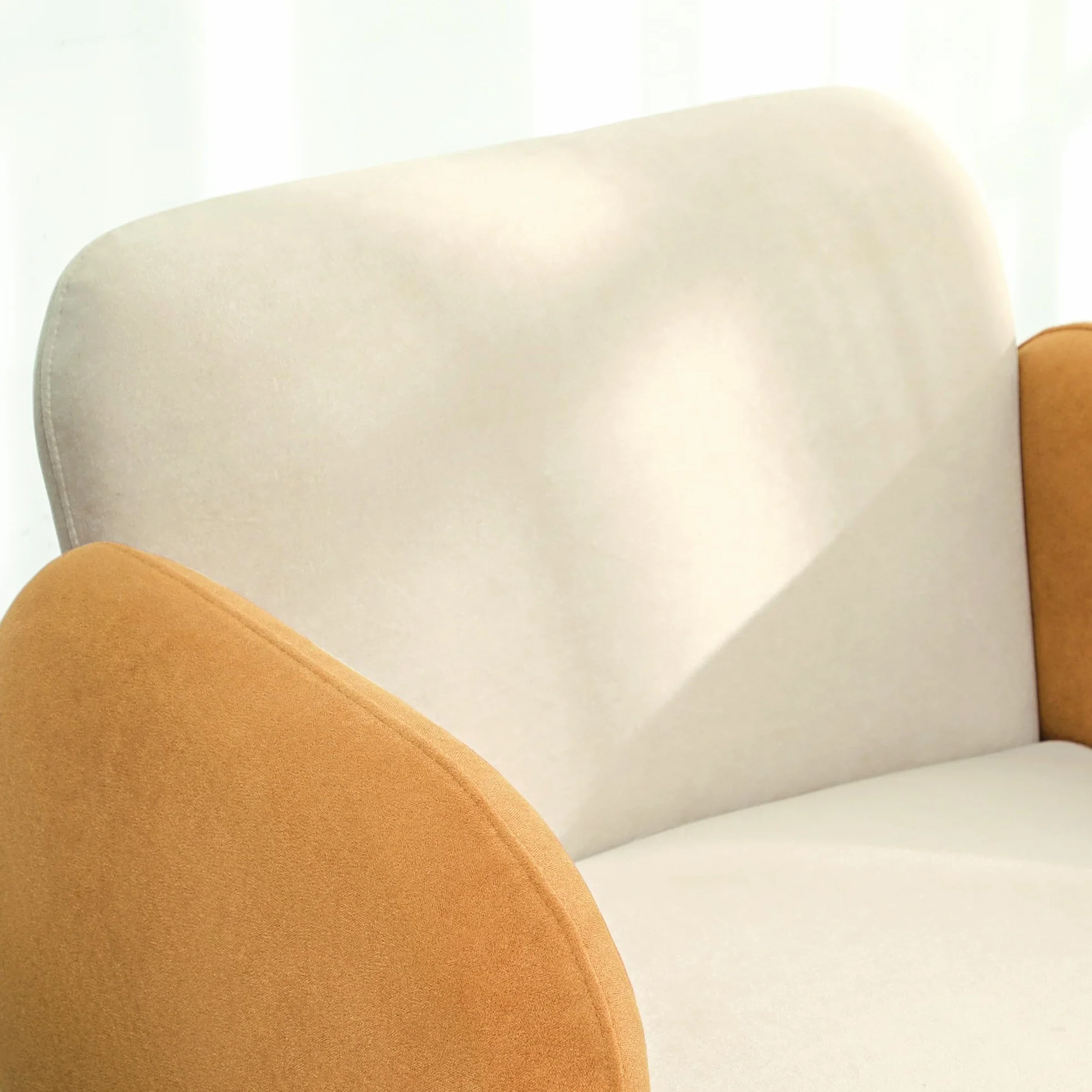 HOMCOM Sillón de Salón Nórdico Butaca para Dormitorio con Reposabrazos y Patas de Madera Sofá Individual Carga 120 kg para Oficina Sala de Estar Beige y Ocre