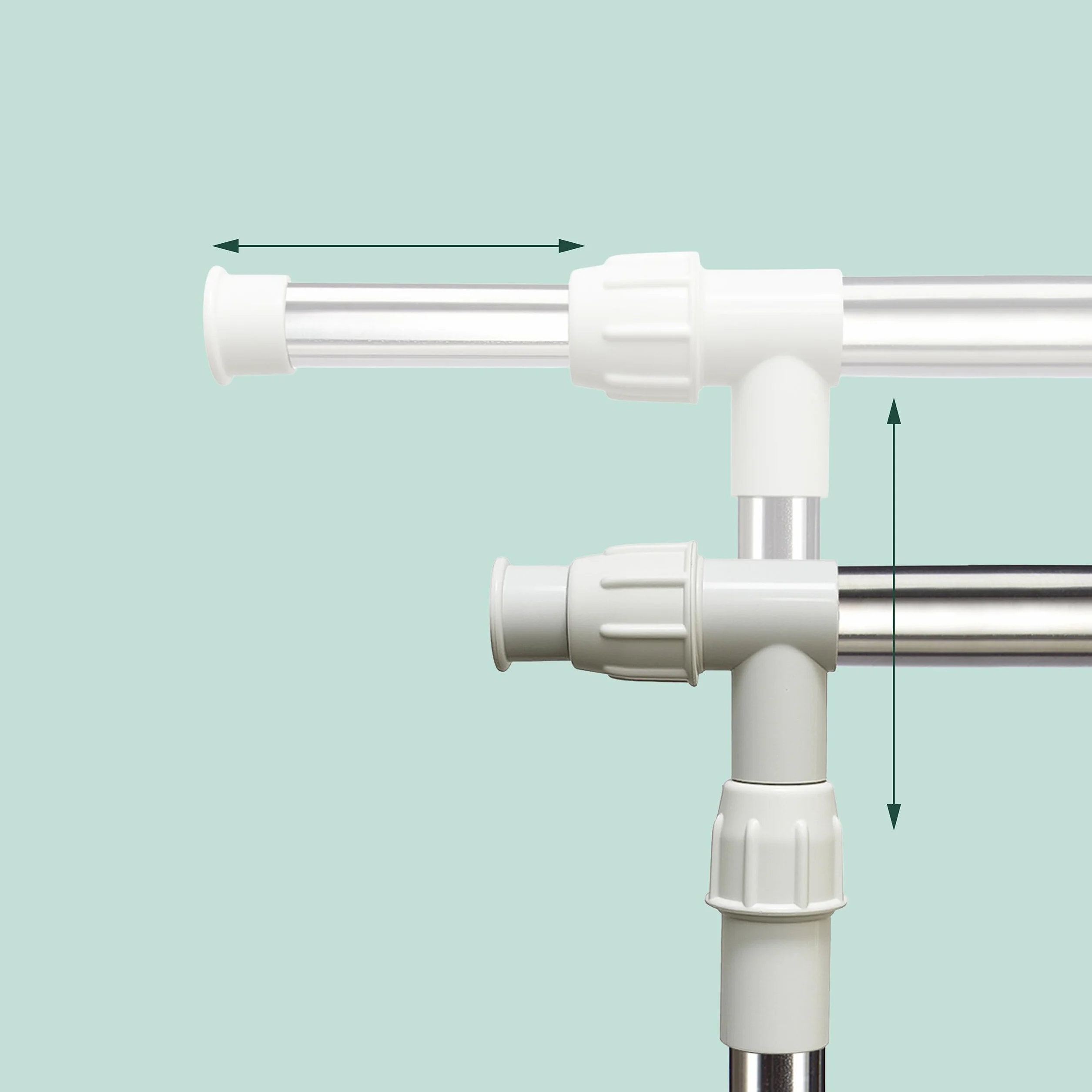 Perchero móvil Relaxdays con Estante, Altura Ajustable 97-165 cm, Anchura 92-160 cm, Plata/Blanco