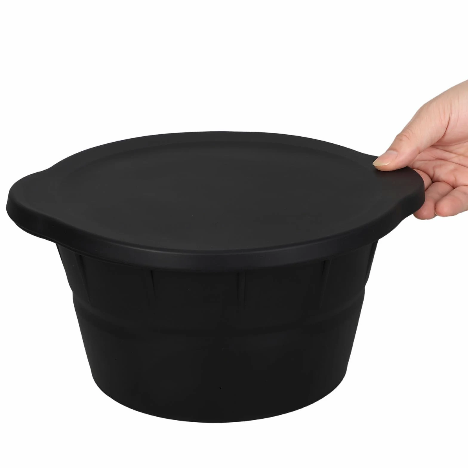 TOPBATHY Molde para Cubitos de Hielo Redondo de Silicona Negro, Plegable y Reutilizable, Capacidad 3.6l para Uso al Aire Libre y Baños de Hielo, Paquete de 2 Piezas