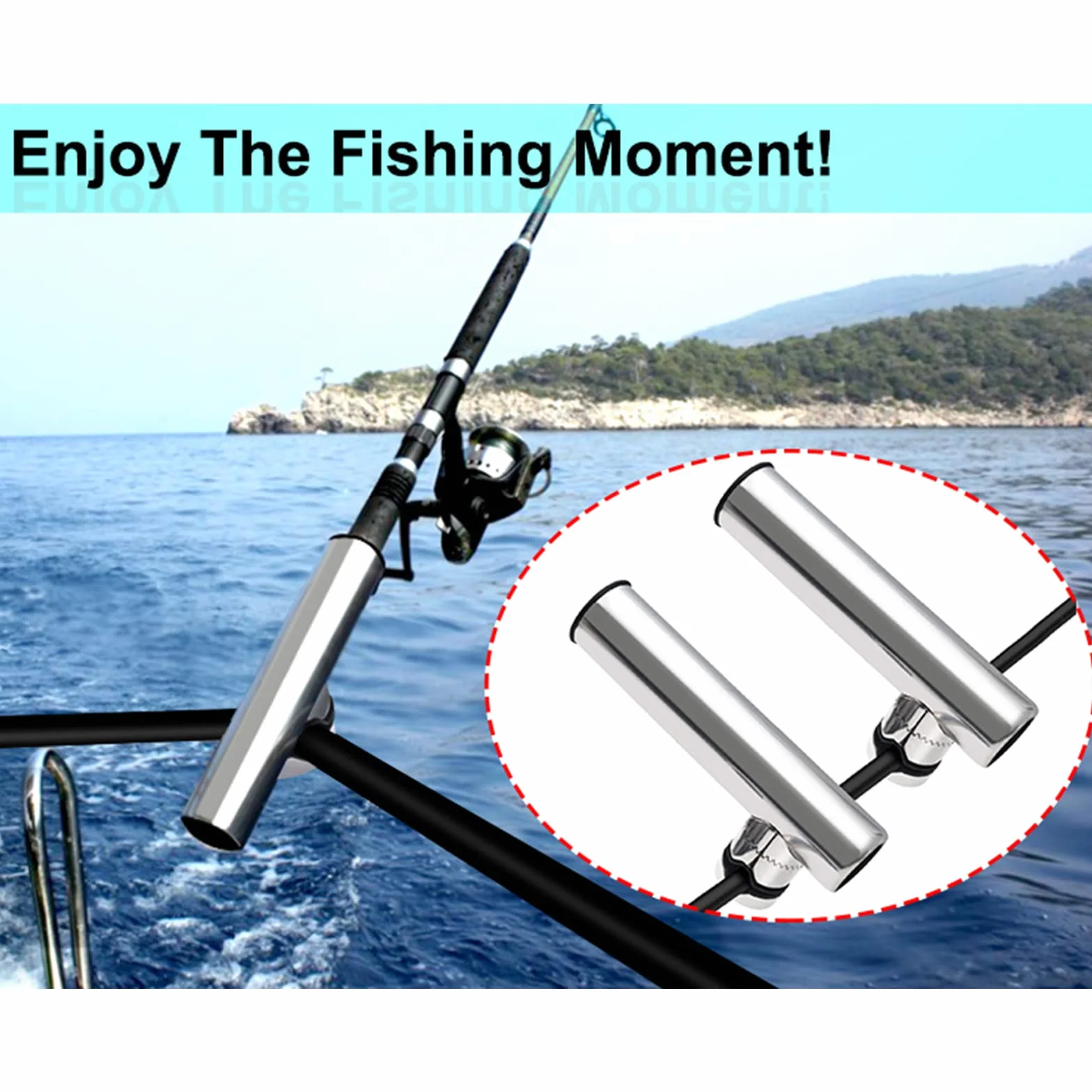 KAOLALI 2PCS Abrazadera para Soporte de Caña de Pescar, Soporte de Pesca de Acero Inoxidable, Carriles de Soporte de 18 mm a 26 mm Ideal para Barcos Yates