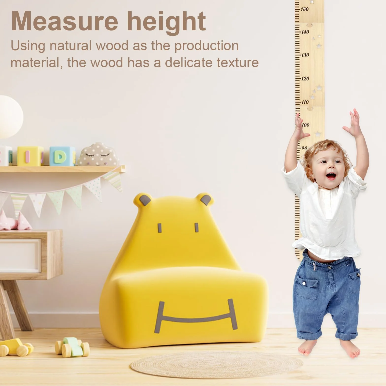 Zimoer Medidor de Altura para Niños en Pared de Madera Plegable 27x42 cm Decoración Habitación Infantil