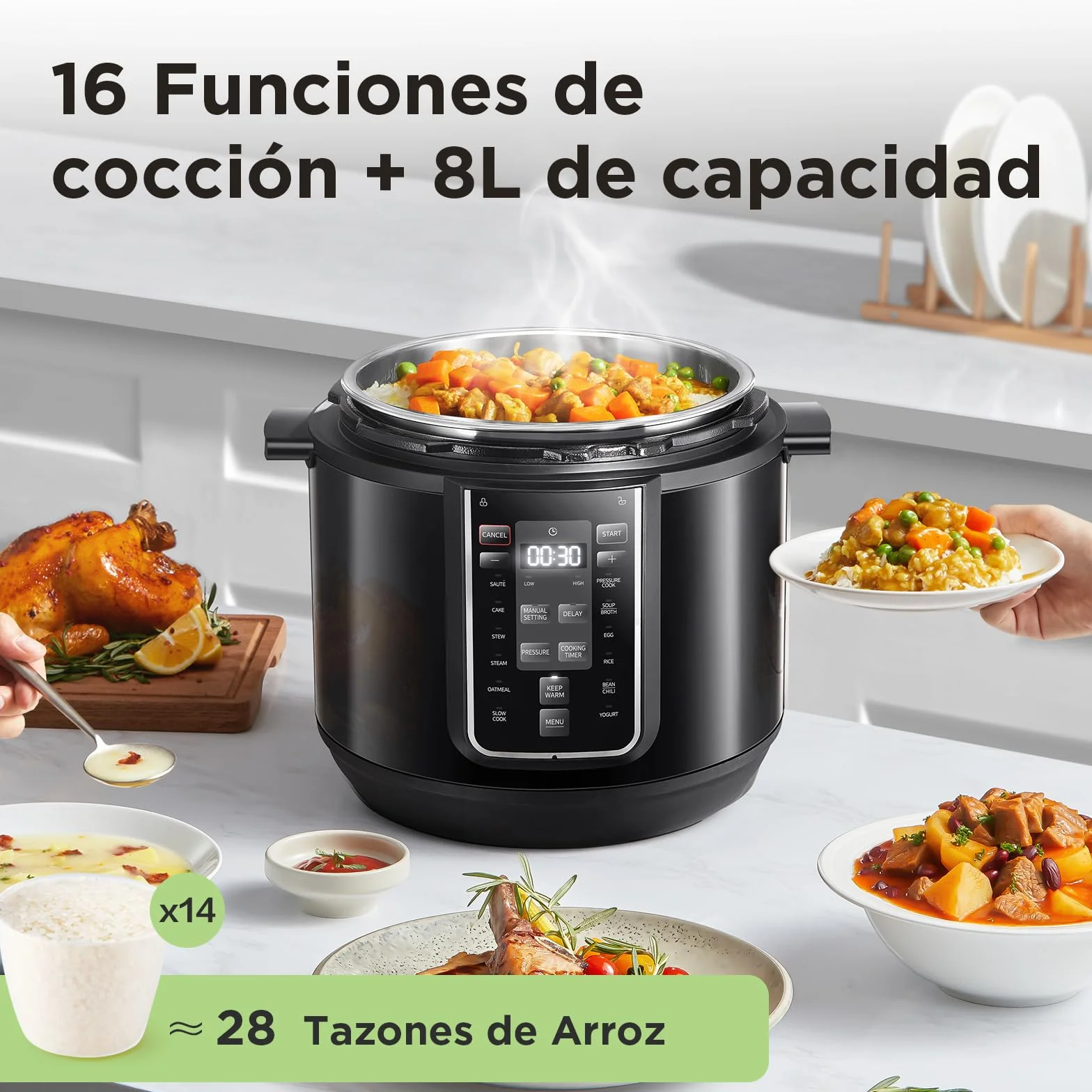 Midea Olla Rapida a Presión Eléctrica MY-CS8037WP