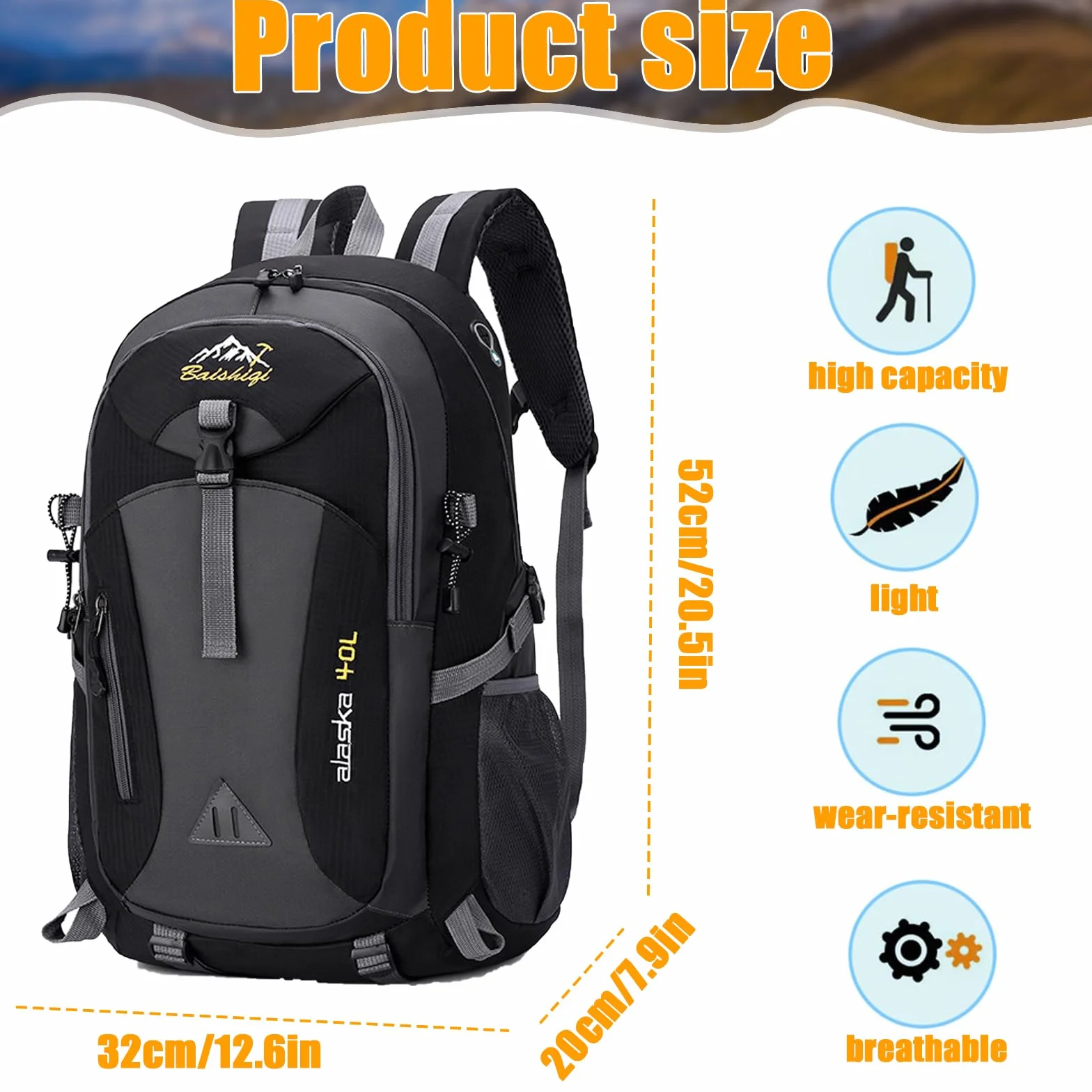 40L Mochila Impermeable Bolsa de Viaje Resistente al Agua para Esquí Trekking