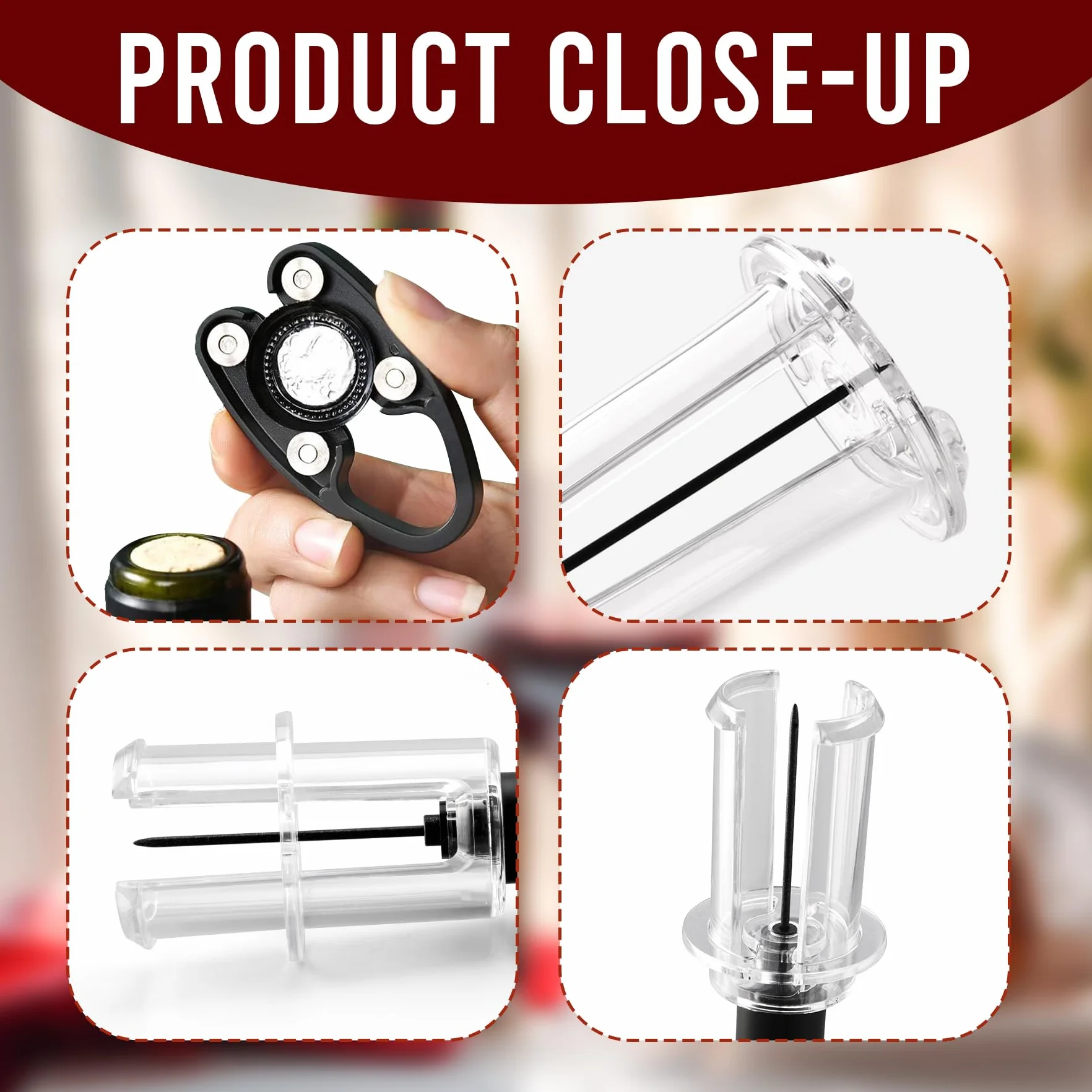 Sacacorchos a Presión de Aire, Abrebotellas Profesional con Corta Cápsulas, Accesorios Vino Práctico para Hogar Restaurantes Fiesta, Regalo para Amantes del Vino