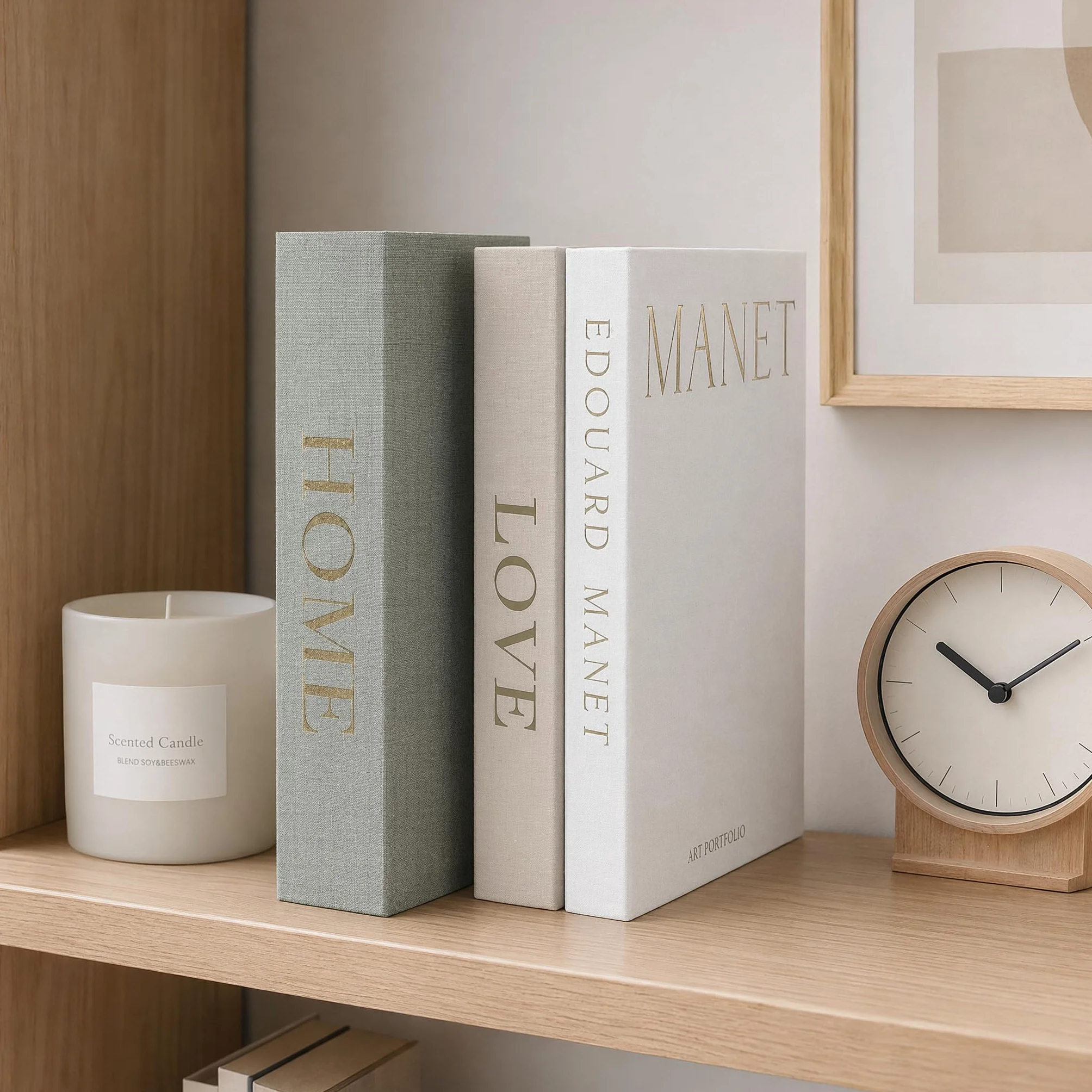 Juego de 3 libros decorativos - Libro falso en fundas de lino con cierre magnético - Caja de almacenamiento oculta - Accesorios estéticos y elegantes - Cajas modernas con forma de libro para simpatía