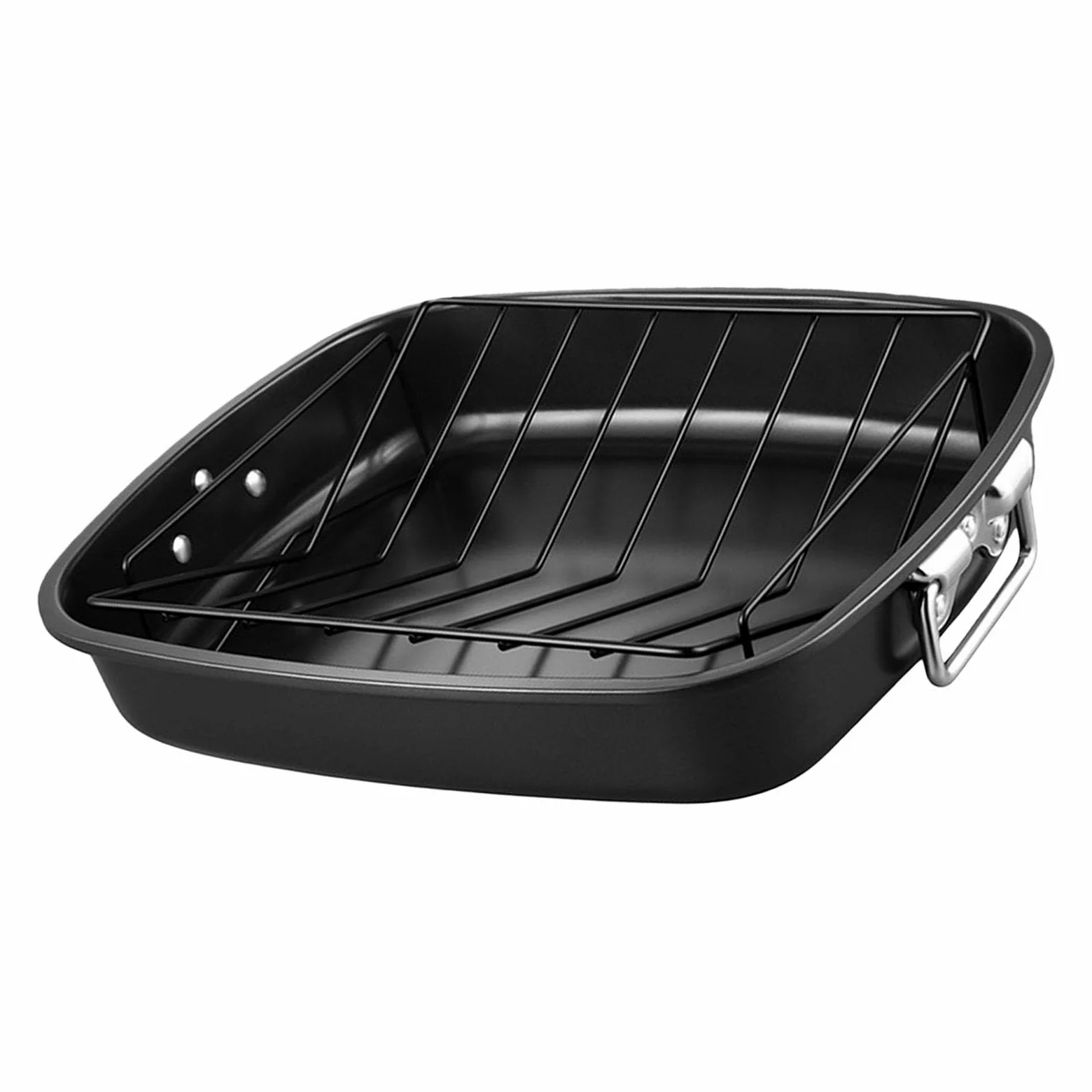 Sartén profesional de acero al carbono de 17 pulgadas con estante en forma de V, bandeja de horno de gran capacidad para horno con asas