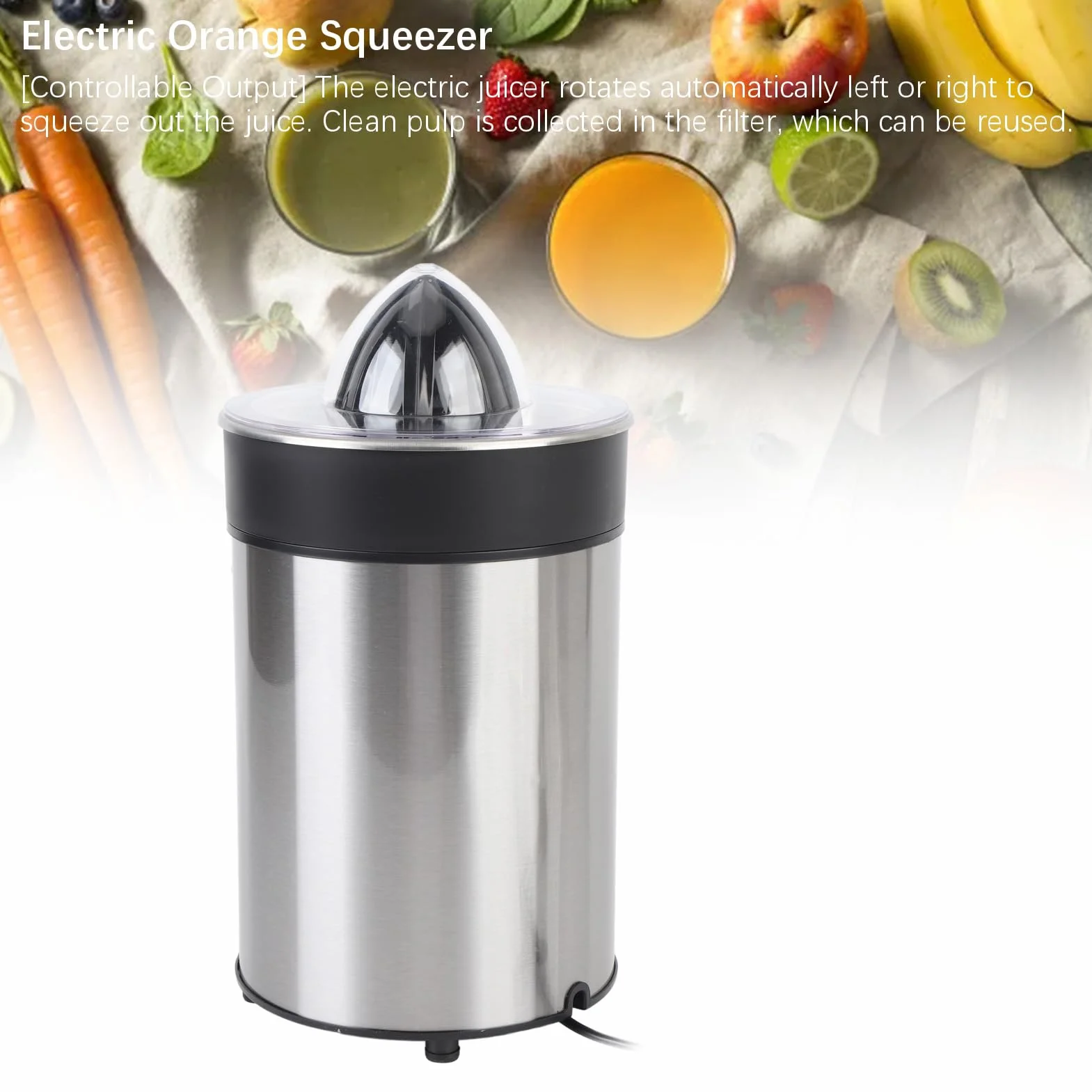 Luocute Exprimidor Eléctrico de Cítricos, Exprimidor Automático de Limón y Naranja con Potencia de 100W, Capacidad de 300ML para Casa, Apartamento, Dormitorio, Camping (Enchufe de la UE 220V)