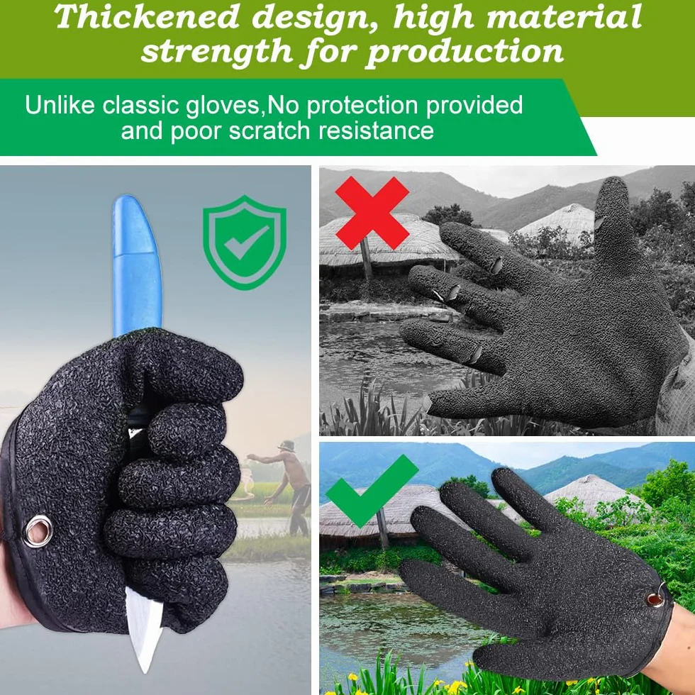 Guantes de Pesca Antimordeduras Resistentes a Cortes con Cierre Magnético 2 Piezas