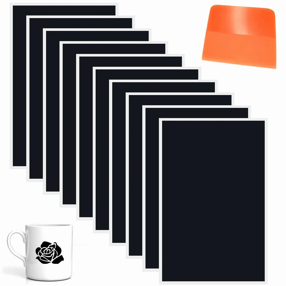 Papel de color para dispositivo de grabado láser, 10 unidades de 27 x 39 cm, papel de marcador de grabado láser para marcado de fibra de vidrio y grabado, cerámica, cristal (negro)