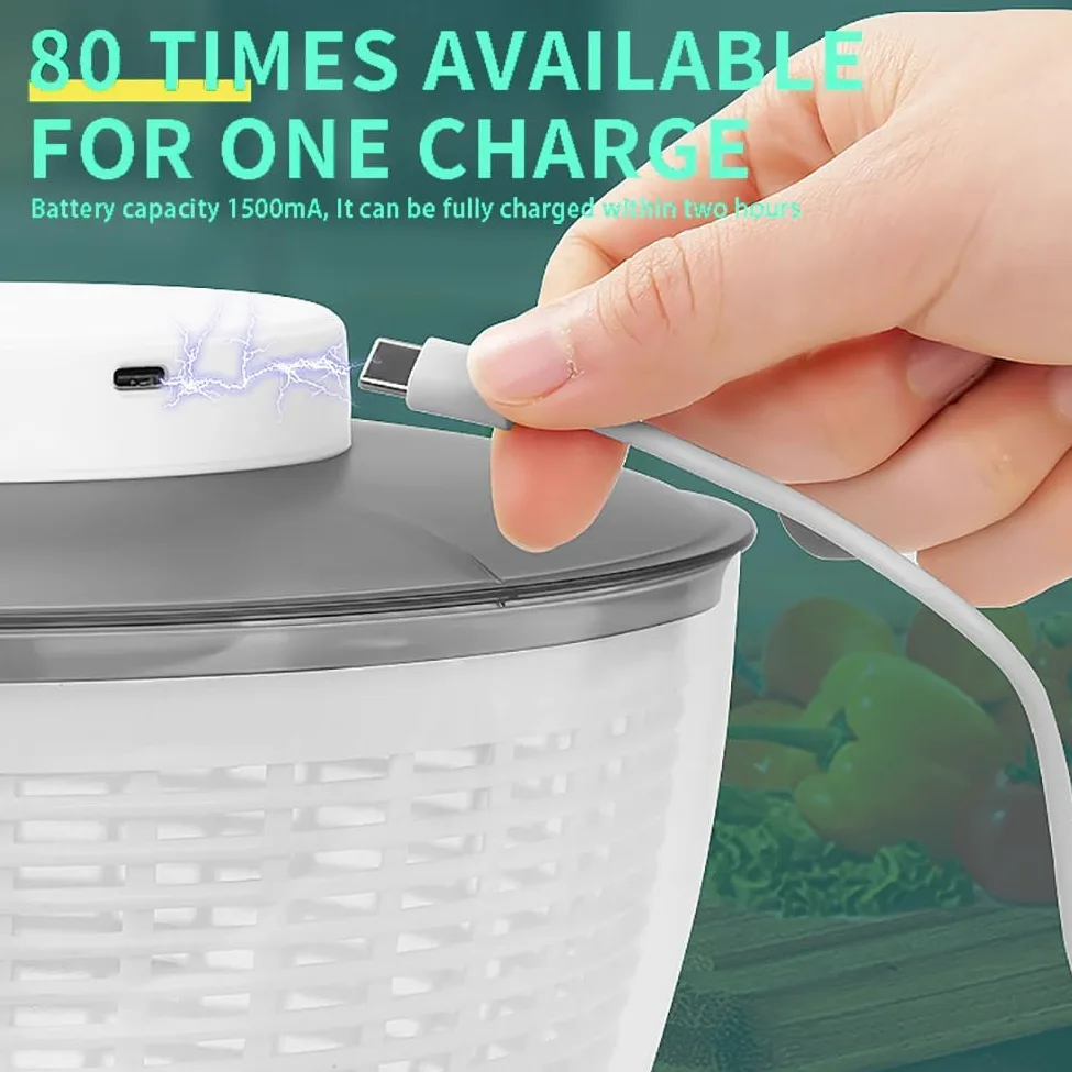 Secador De Lechuga Giratorio Para Ensalada, Centrifugador De Ensalada Eléctrico De 4,75 L/6 L, Deshidratador De Frutas Y Verduras, Recargable Por USB, Para Ensaladas Verdes, Lechuga, Frutas Y Verduras