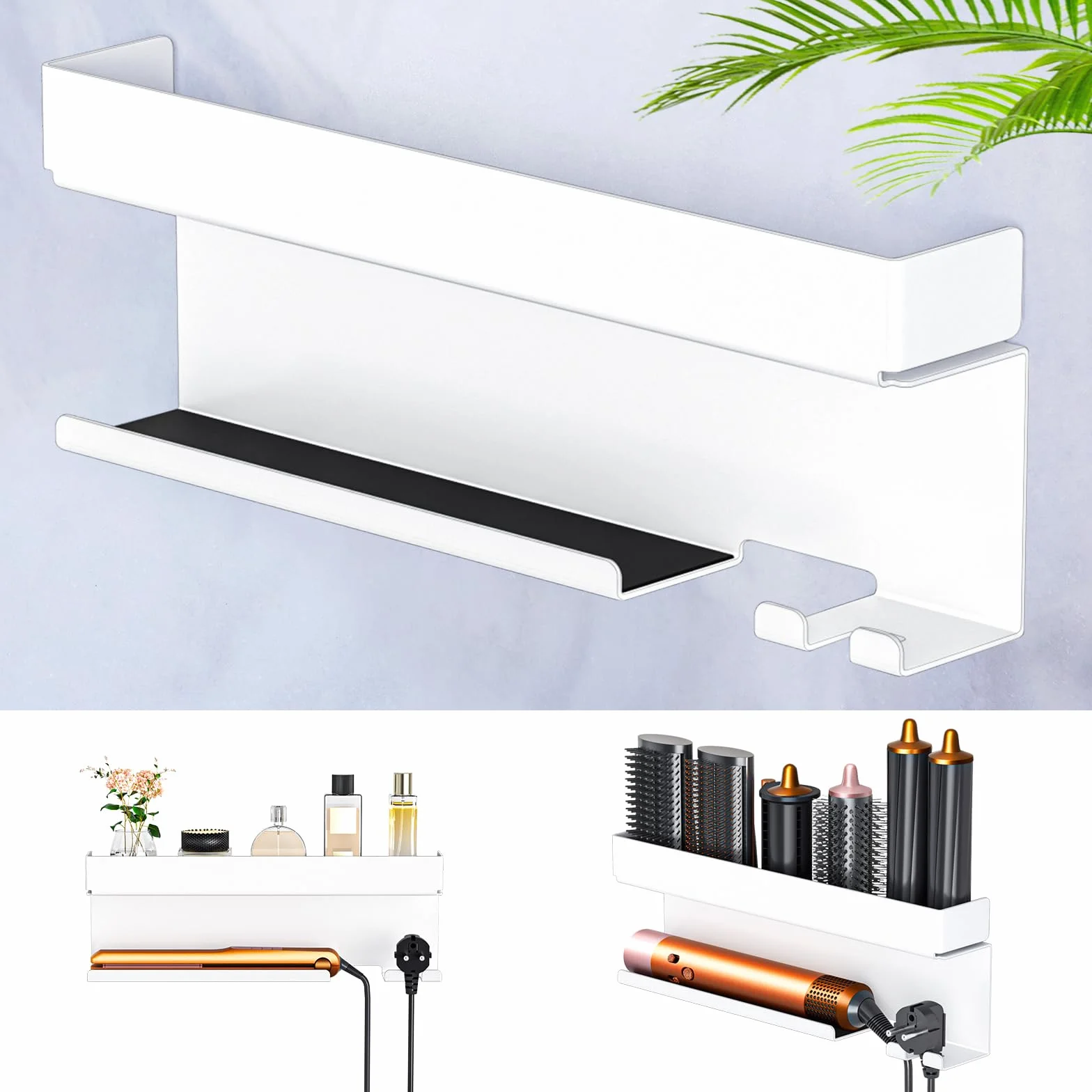 Soporte Pared Secador Pelo, Accesorios Plancha Pelo, Blanco