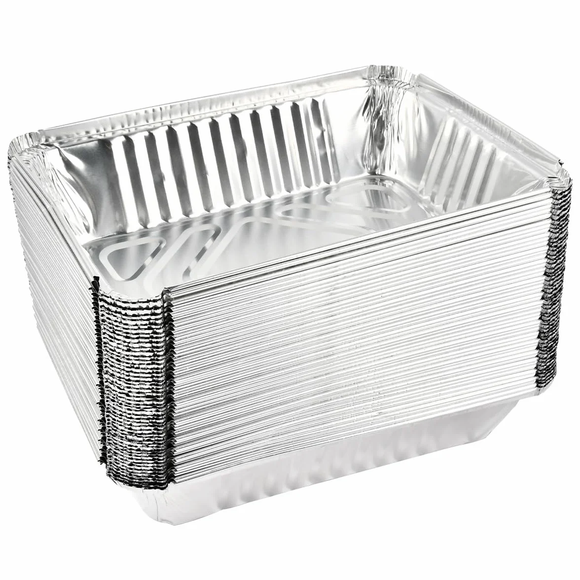 OTYMIOW Bandejas de Aluminio 50PCS Contenedores Rectangulares Aluminio 21 * 15 * 5.5cm Recipientes Rectangulares Bandejas TradicionalesAluminio para Transportar Alimentos, Congelar, Cocinar, 1000 ml