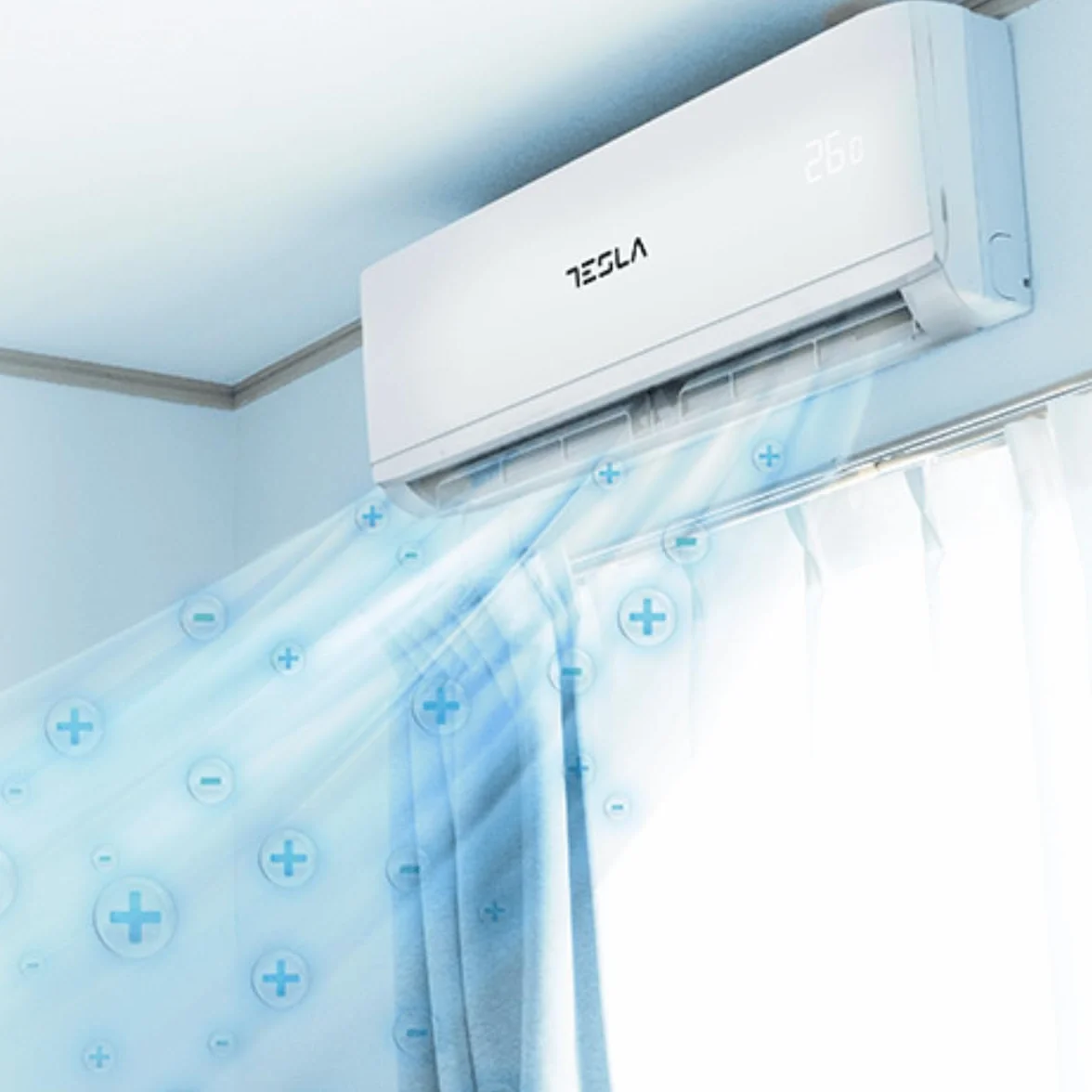 Tesla Aire Acondicionado Inverter Split 3.000 Frigorías [Hasta 30m2] (12.000 BTU) - Wi-Fi, Bomba de Calor, A++/A+++ Energético, Ultra Silencioso, Gas R32 (Gris)