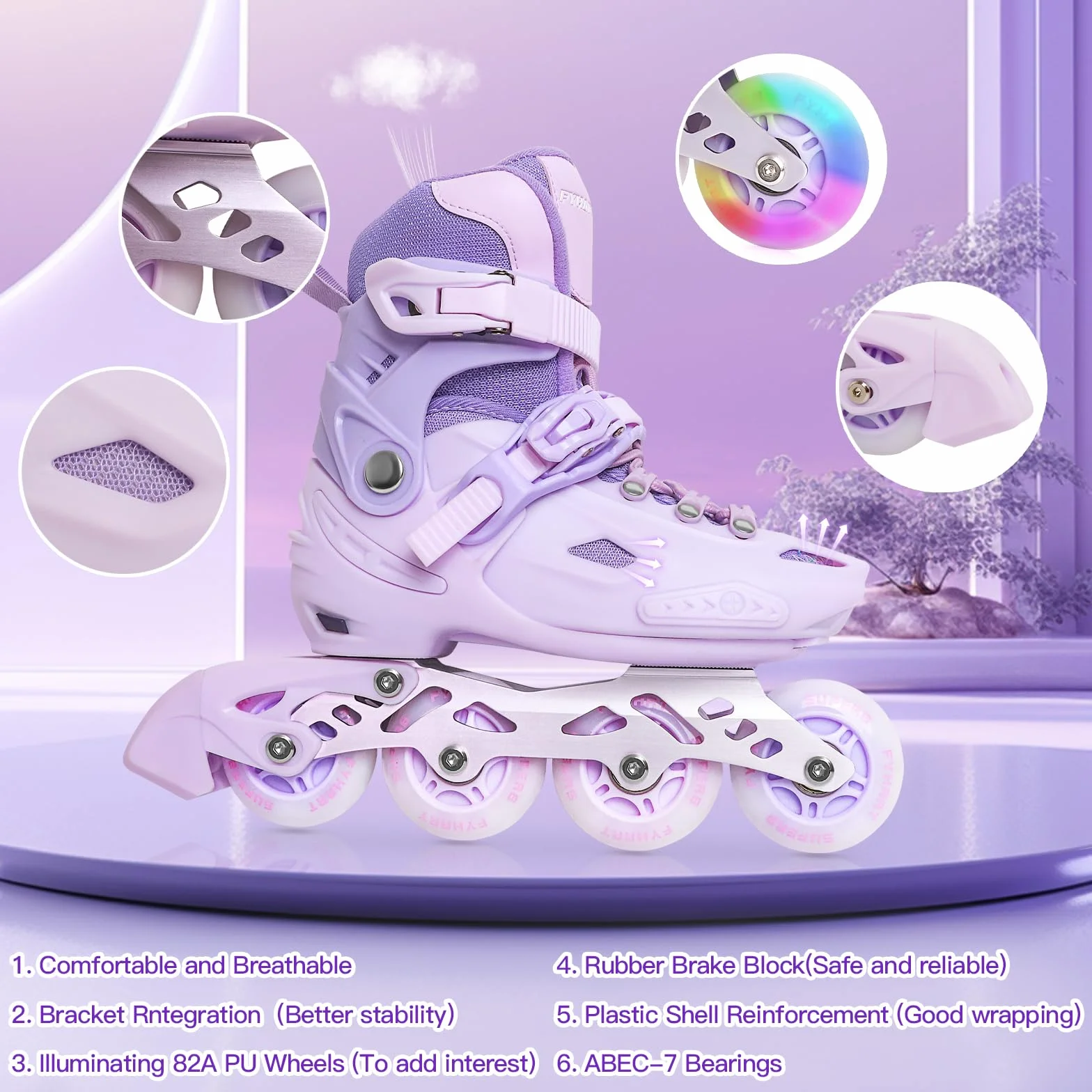 Patines en Linea Ajustables para Niña y Niño Patines Linea con Todas Las Ruedas iluminadas, Patines en línea para niños para Uso en Interiores y Exteriores (S