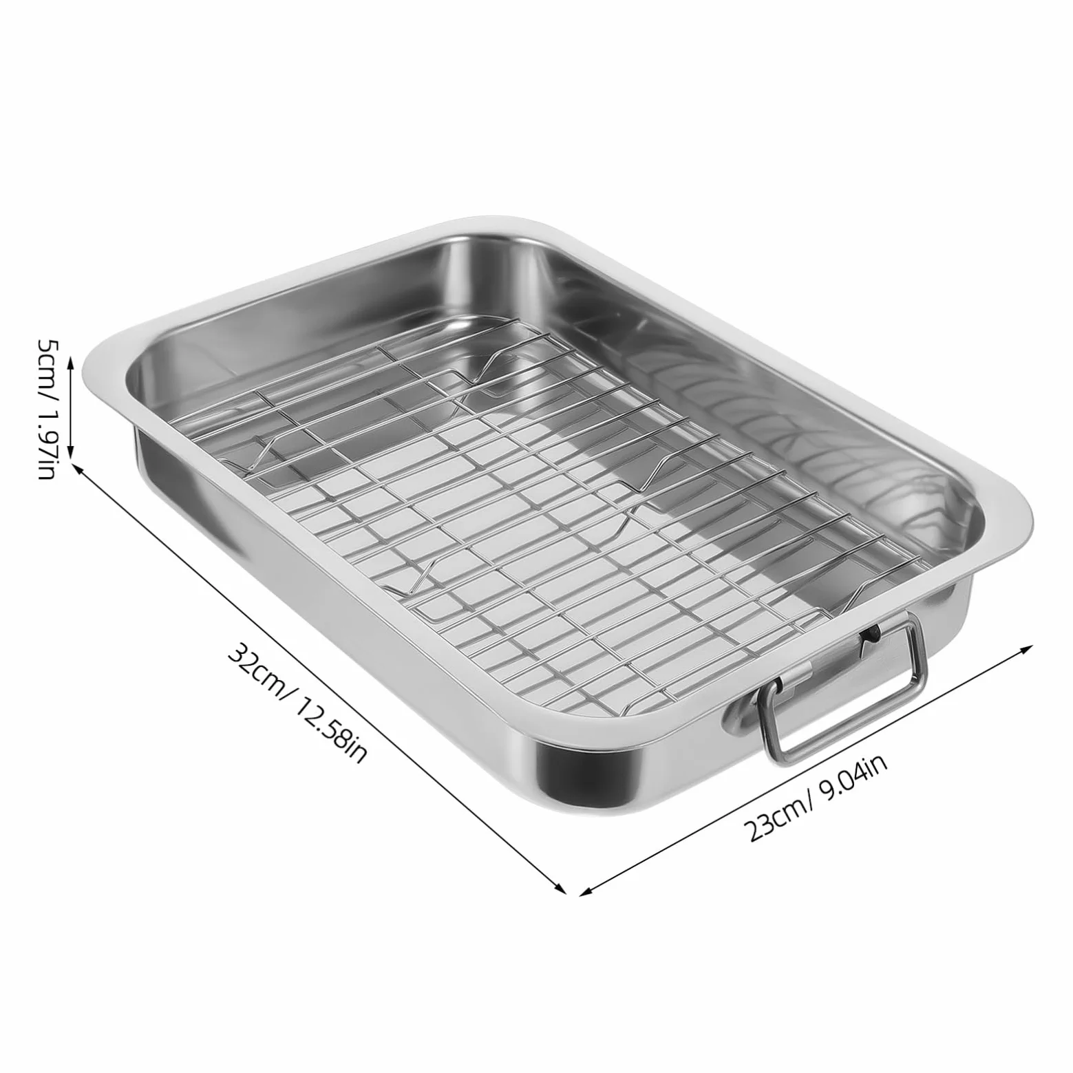 Juego de Bandeja con Rejilla Rectangular para Horno de Acero Inoxidable Plata, Práctica y Fácil de Limpiar para Colección Personal o Fiestas