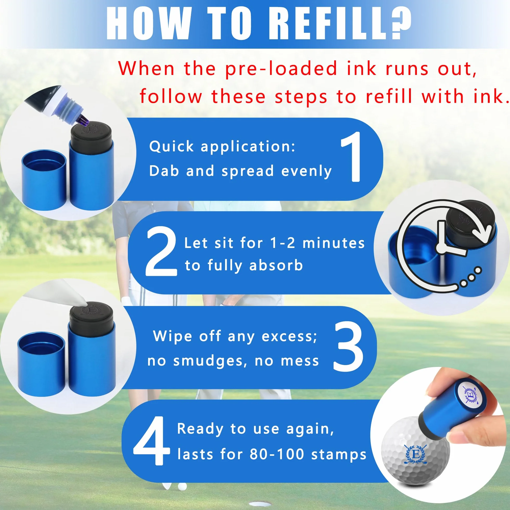 LACGO Sello de pelota de golf autoentintable reutilizable marcador para identificar pelotas accesorios golf