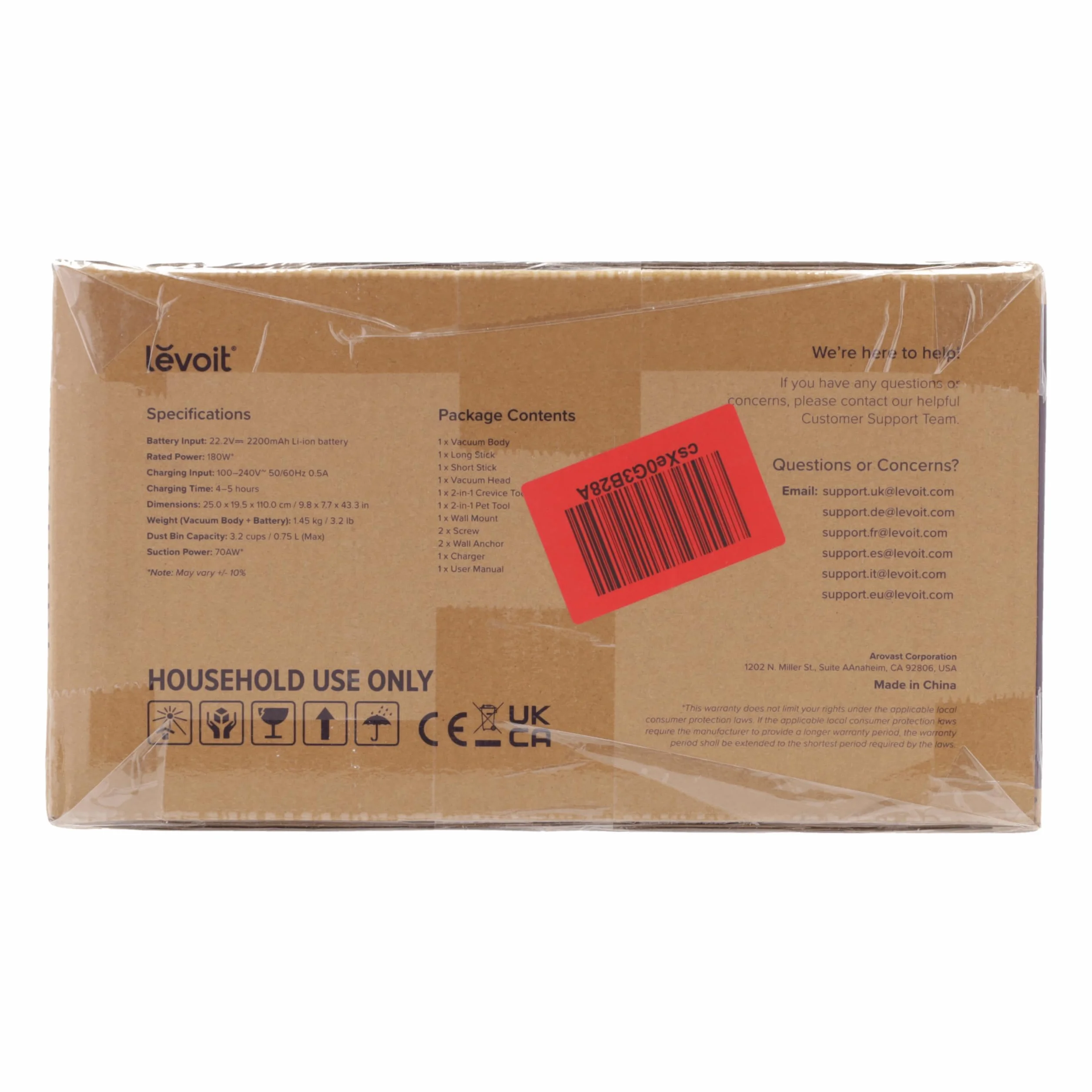 Levoit - Aspirador con batería con boquilla para pelo de animales - Anti Hair Wrap - Aspirador inalámbrico 4 en 1 - 99,9% de filtrado - Aspirador sin bolsa para alfombra/suelos duros/coche - máx. 50