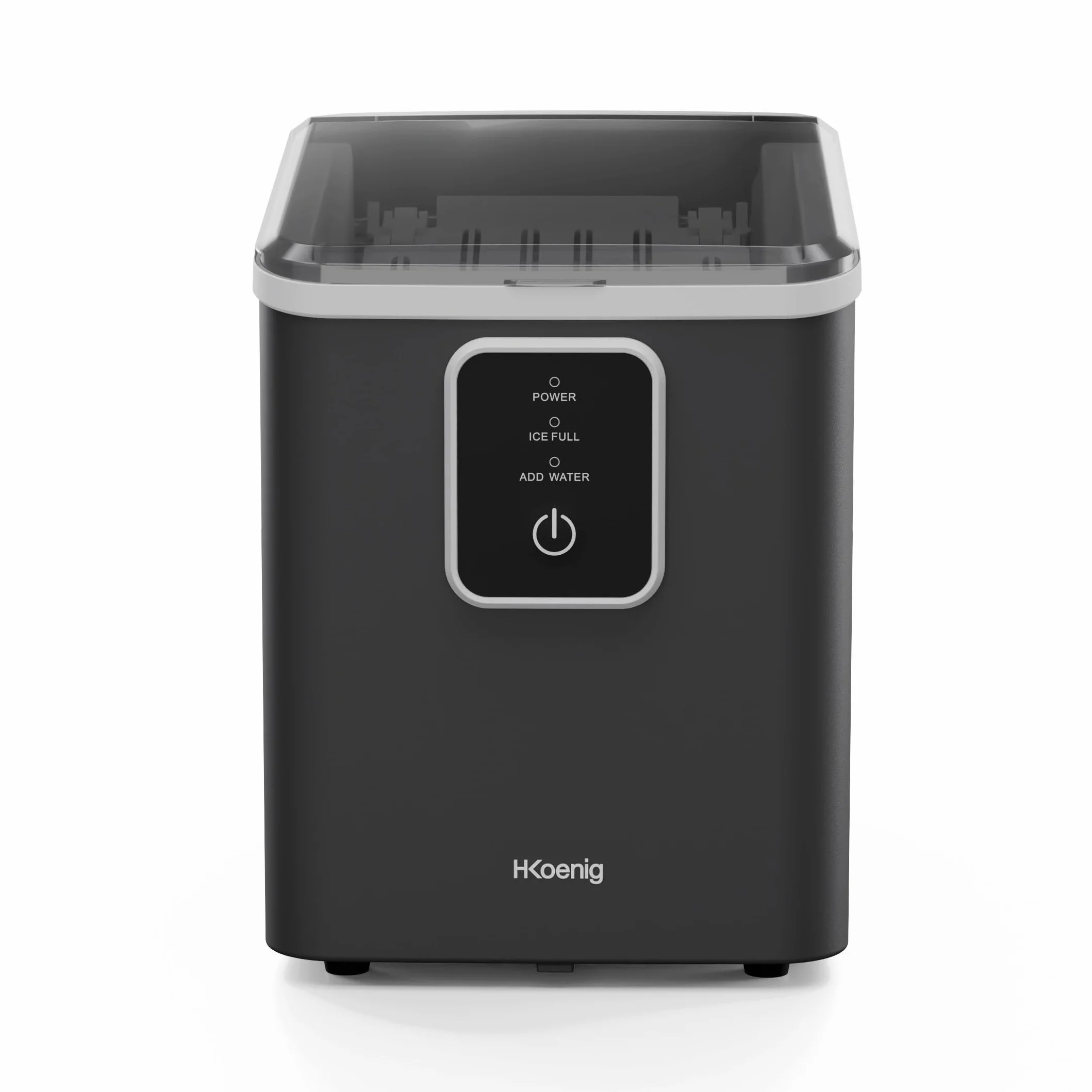 H.Koenig Máquina de hielo KUB12, 12 kg de cubitos de hielo en 24 horas, Compacto, Silencioso 1 L, Cubitos listos en 6-8 minutos, Paleta incluida