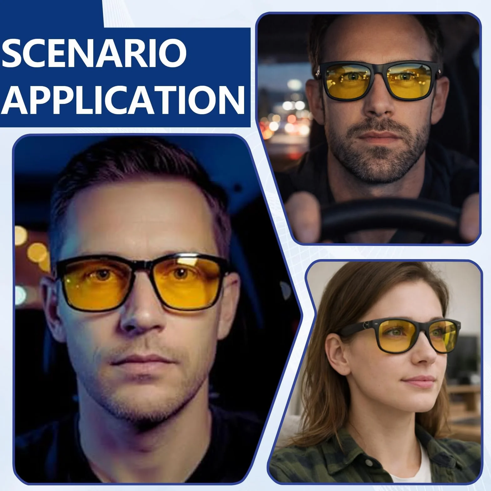 Gafas de conducción nocturna polarizadas, máxima seguridad en la noche y la lluvia, lentes amarillas que mejoran el contraste, protección UV400, antirreflectantes, para hombre y mujer