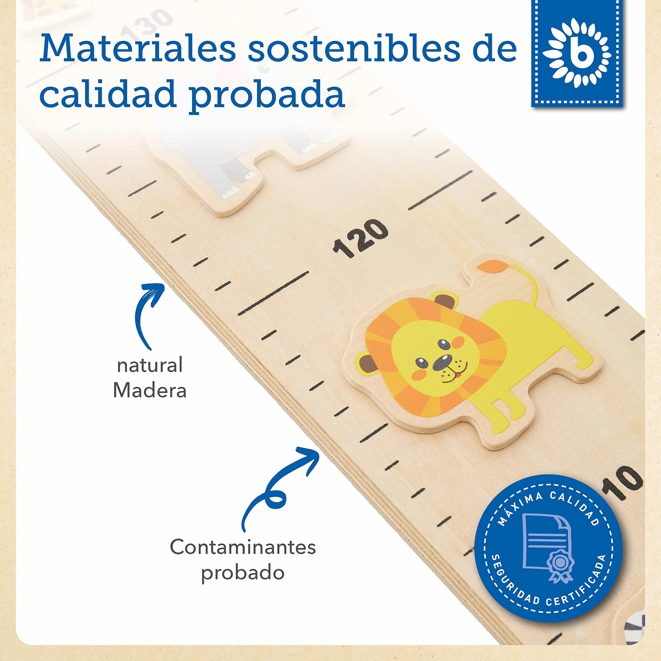 Bieco liston madera medidor altura niños pared vinilo decoracion habitacion infantil