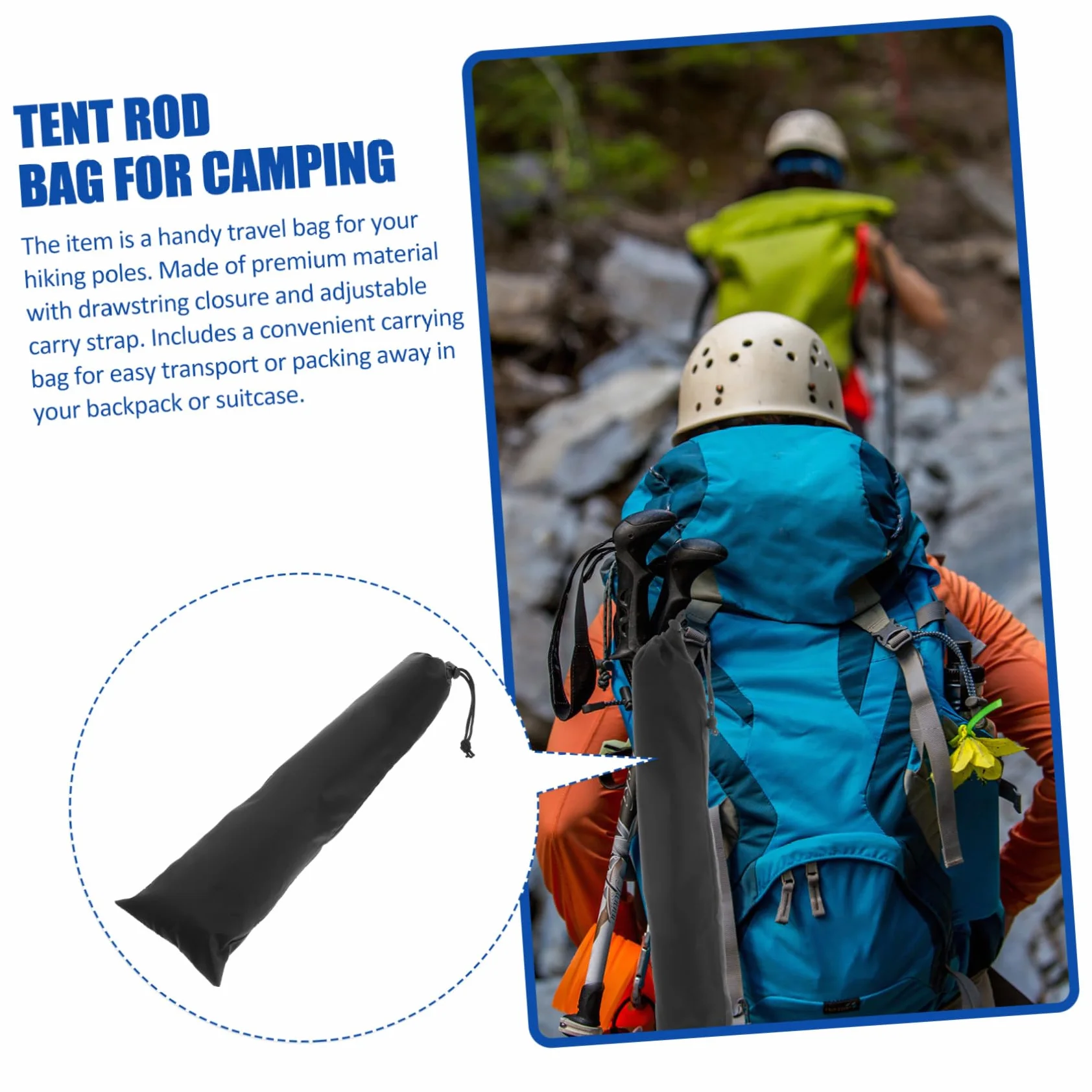 TOYANDONA Bolsa de Almacenamiento 3 Piezas Tela 210t Negra Portátil para Varillas de Tienda de Camping